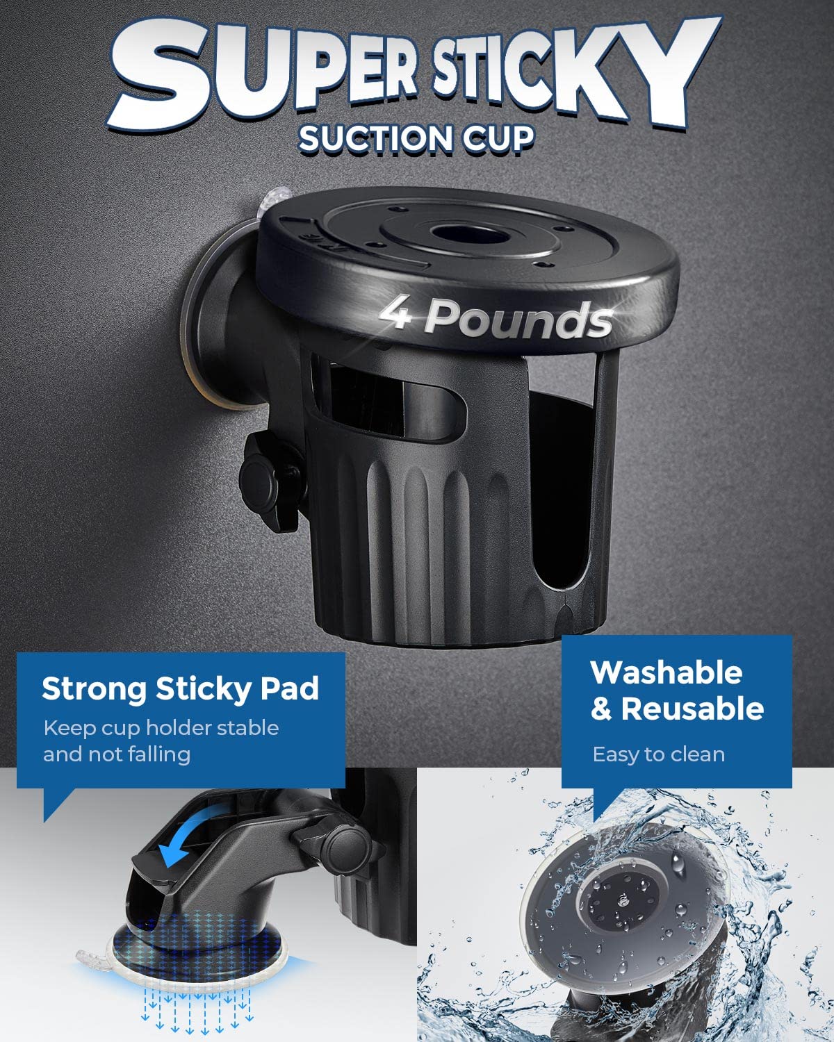 Kemimoto Suction Cup Holder With Tongue Depressor 90-Degree Adjustable
