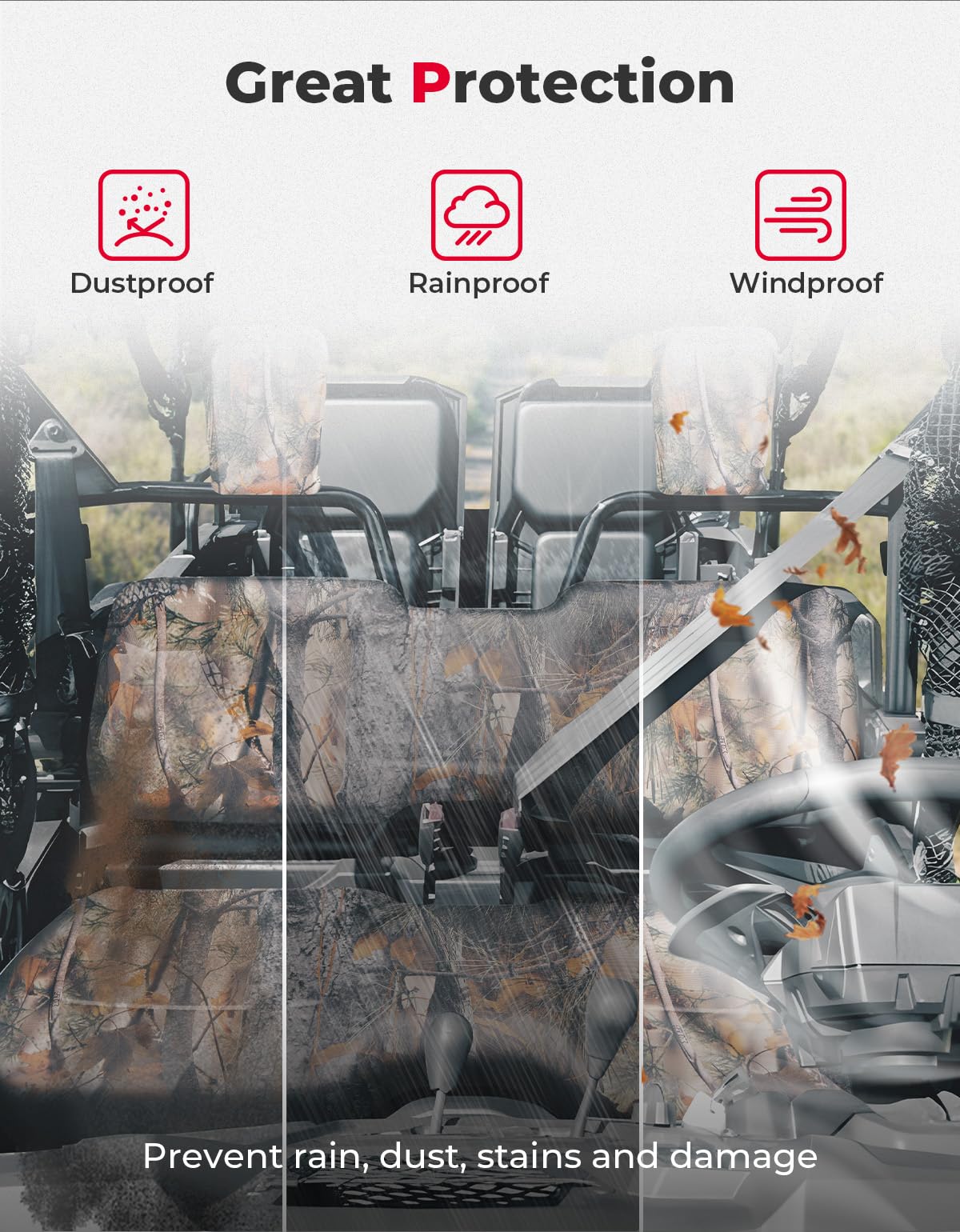 Kemimoto Camo Seat Covers for Honda Pioneer 700 (2014-2024)