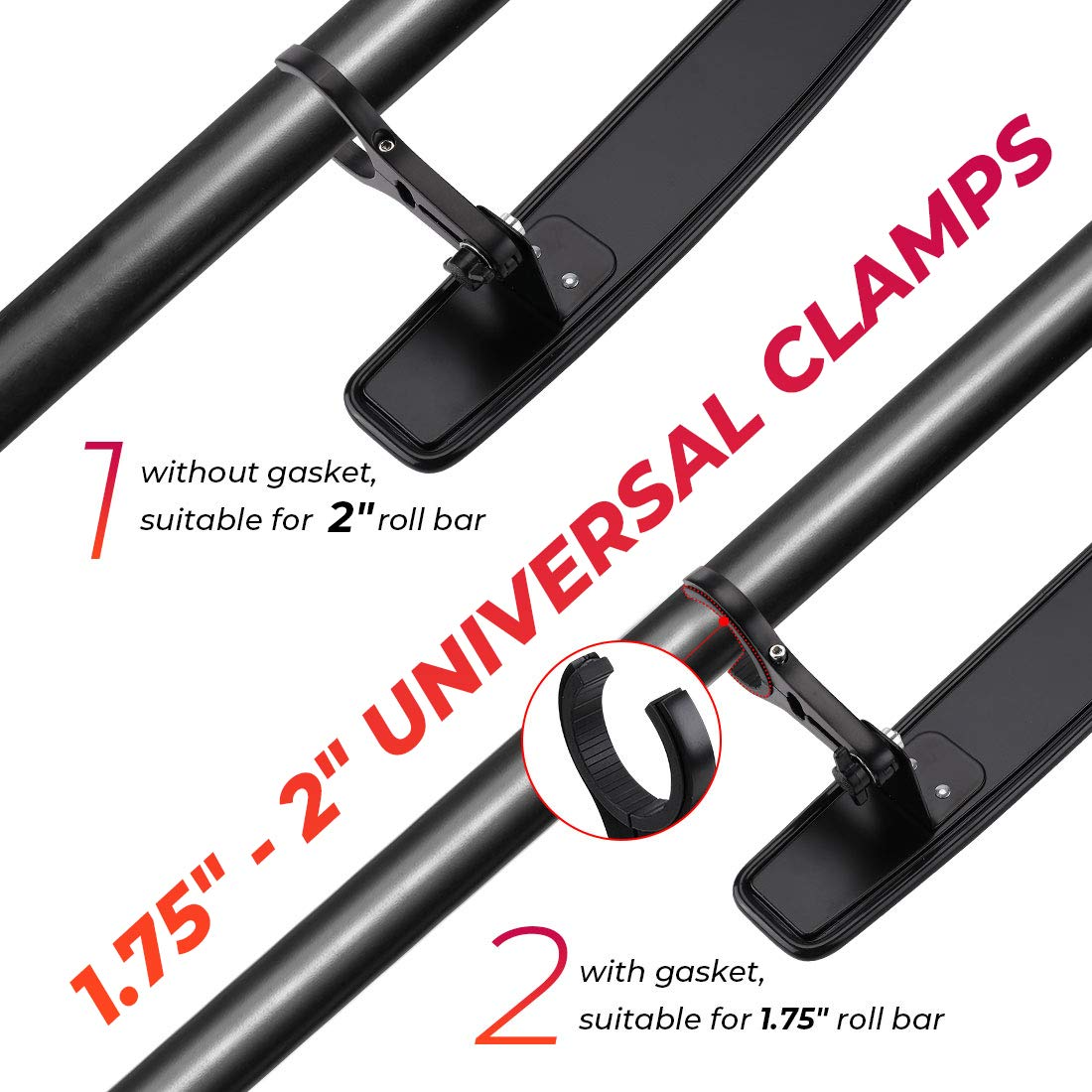 Kemimoto 15" UTV Convex Rear View Mirror with 3/4 Clamps