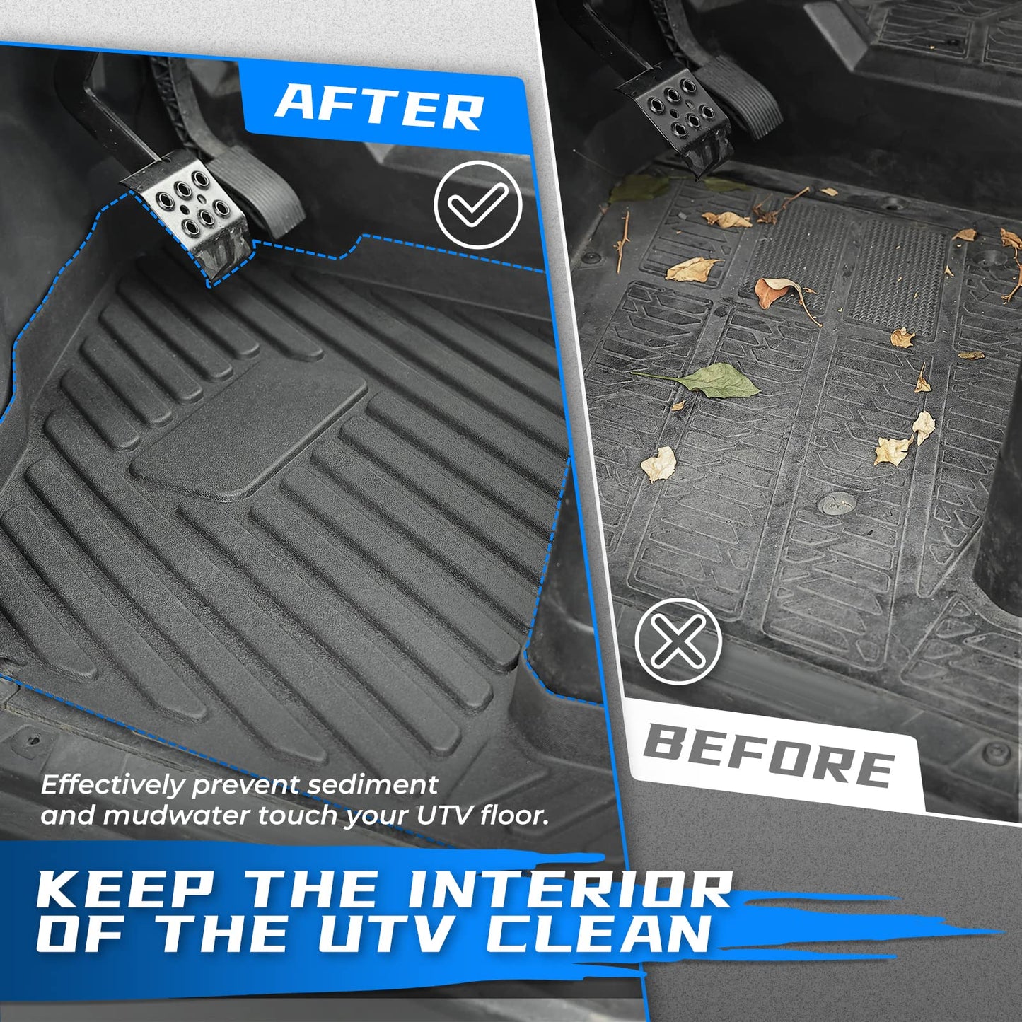 Kemimoto Floor Mats for Polaris Ranger XP 1000 4-Piece