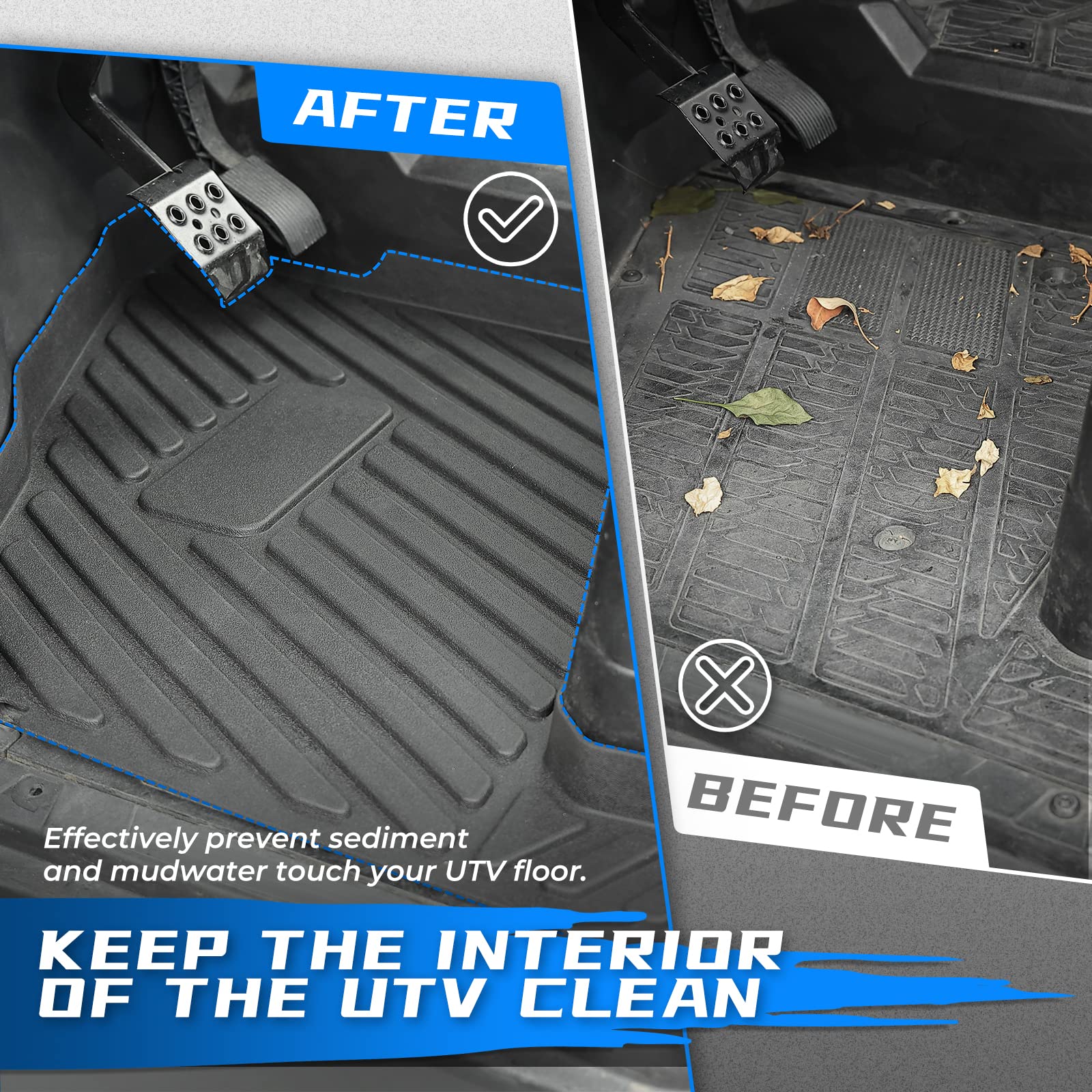 Kemimoto Floor Mats for Polaris Ranger XP 1000 4-Piece