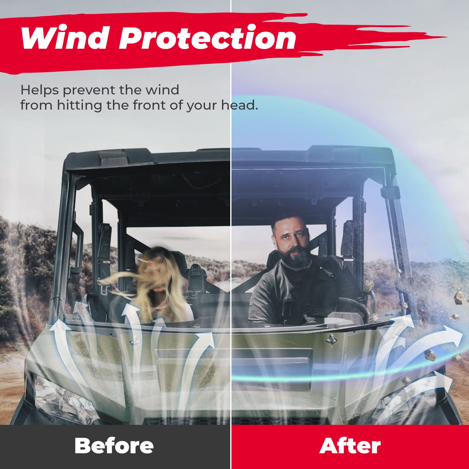 Kemimoto Front Windshield Hard Coated PC for Ranger XP 1000/Crew