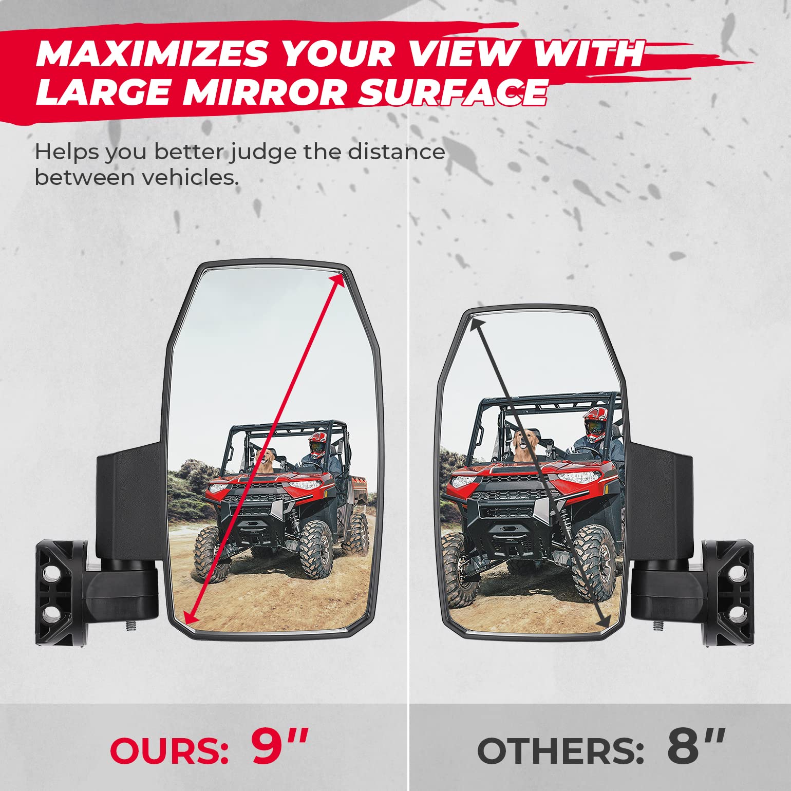 Kemimoto Upgraded UTV Wider Pro-Fit Side Mirrors