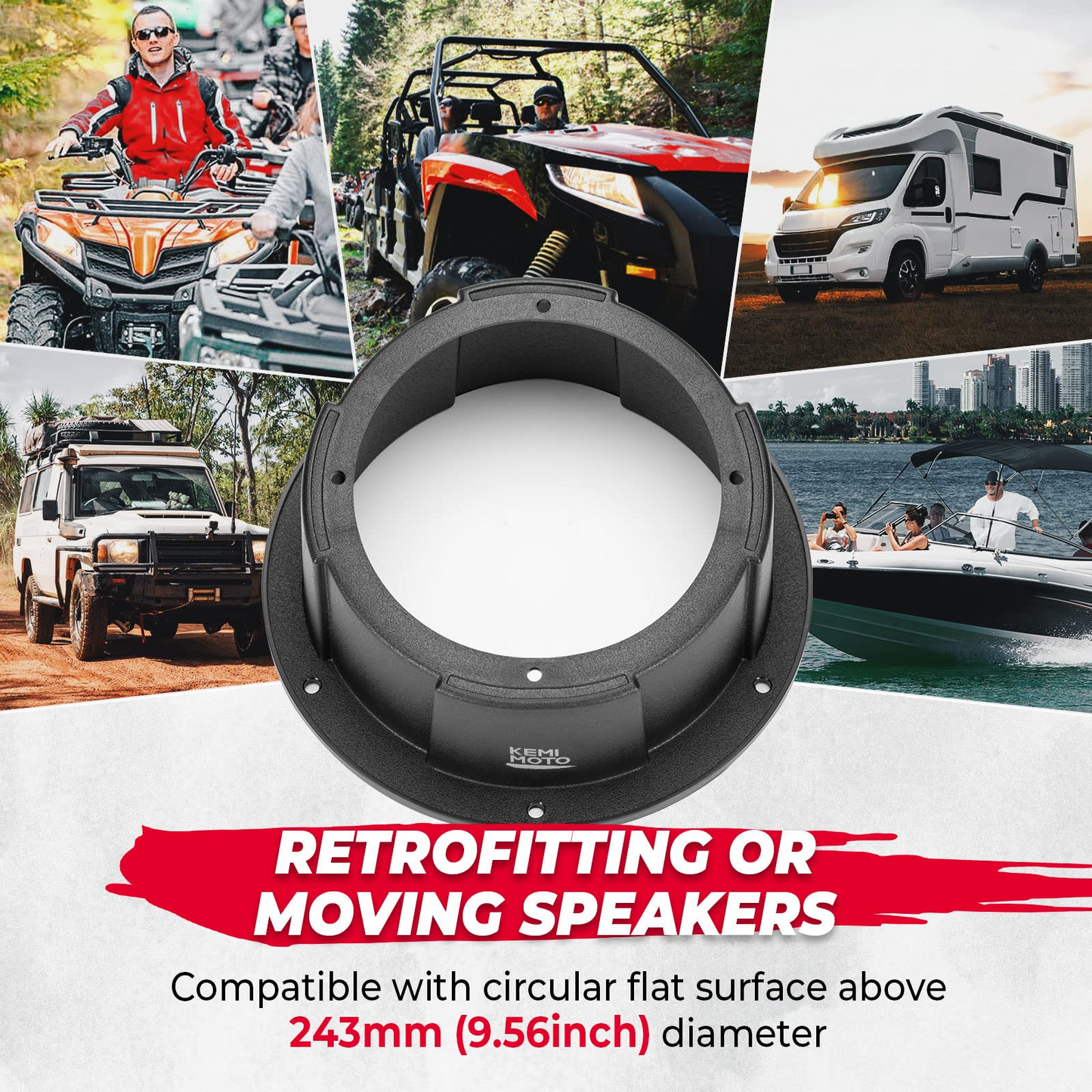 Kemimoto 6.5 Inch Speaker Pod for UTVs, RVs, Cars