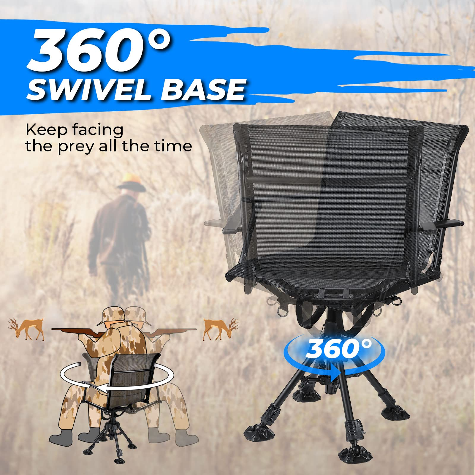 360 Degree Silent Swivel Blind Hunting Chair