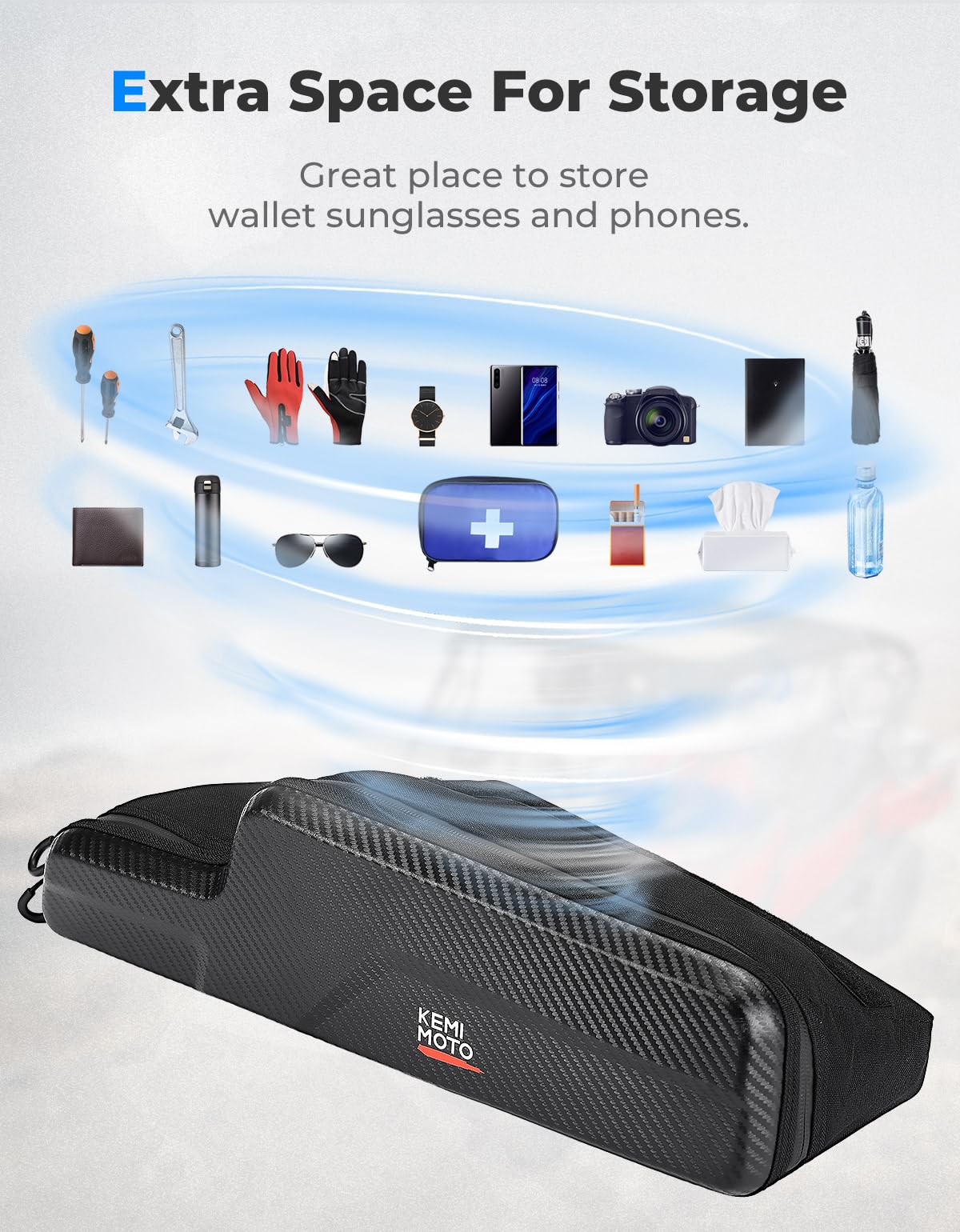 Kemimoto Dashboard Storage Bag Water‑Resistant for Polaris General 1000/4