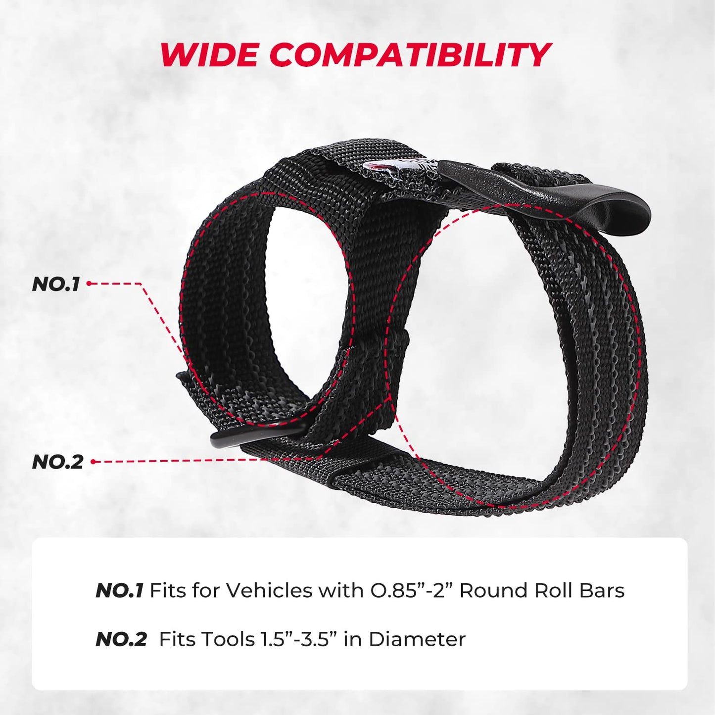 Shovel Holder Rubber Roof Rack Straps Fits 1.5"-3.5" Diameter Tools
