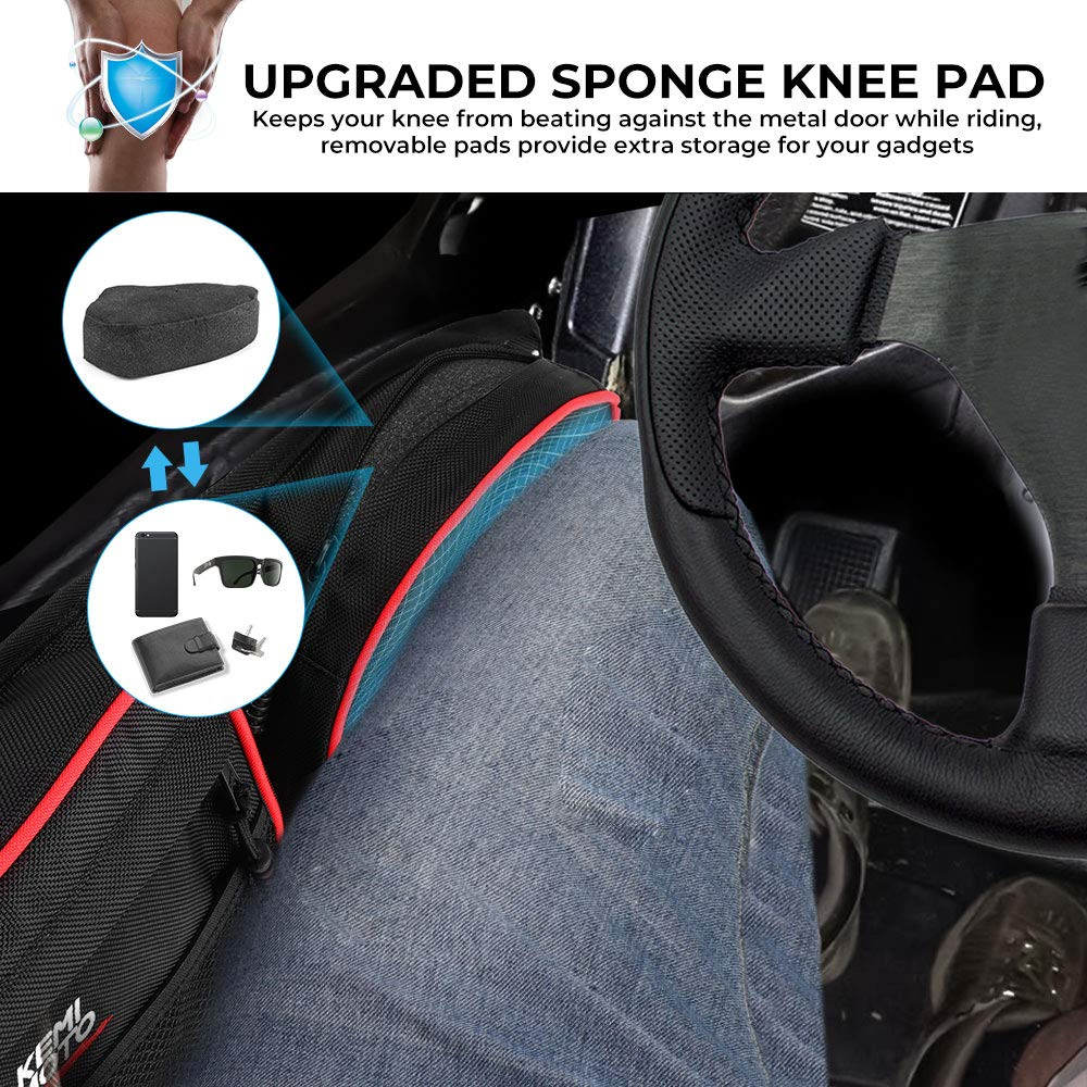 Kemimoto Front Door Bags with Knee Pad for Polaris RZR