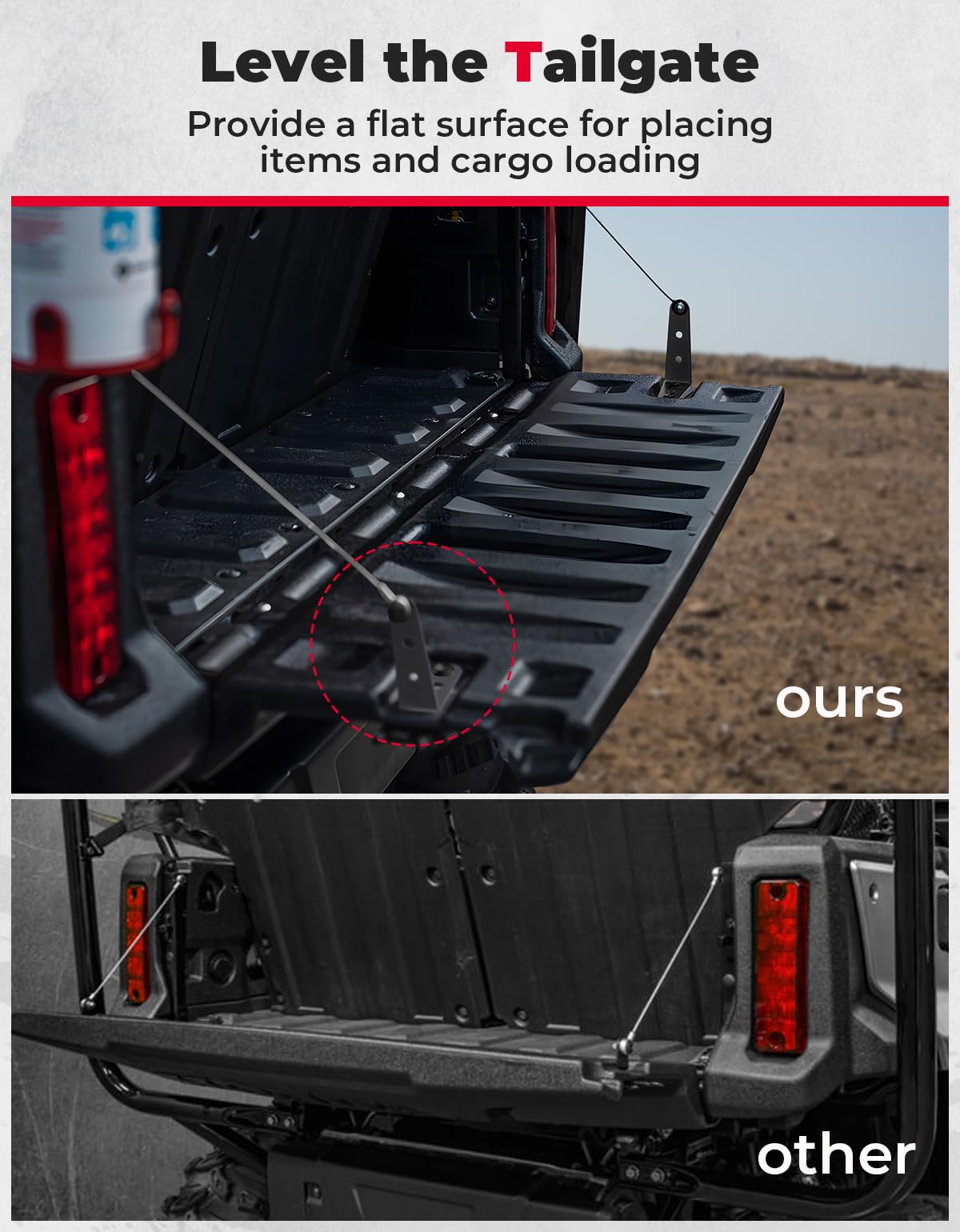 Kemimoto Tailgate Leveler Bracket 3‑Position Adjustable for Pioneer UTV