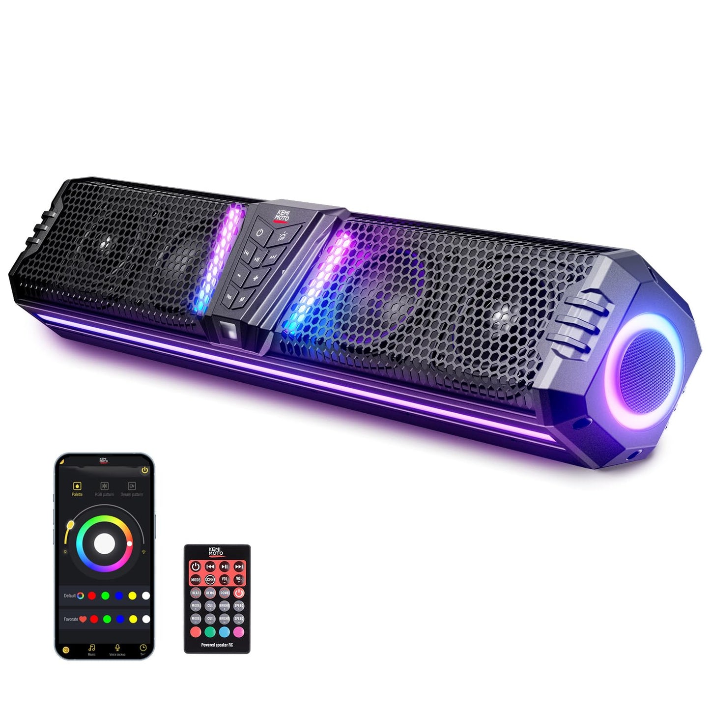Kemimoto Midnight 60 UTV Sound Bar with 200+ Lighting Modes