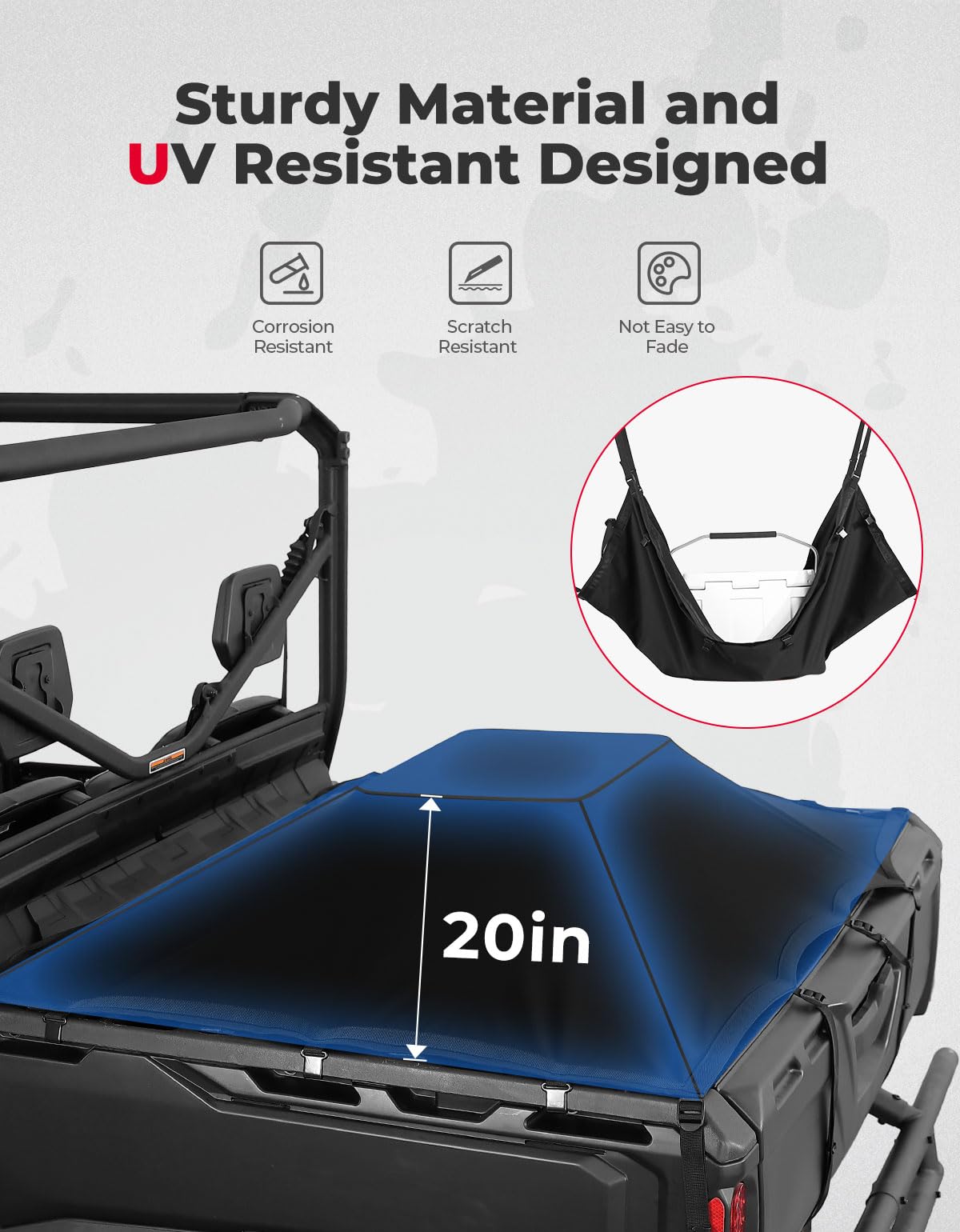 Kemimoto Stretchable Cargo Bed Net for Can‑Am Defender & Polaris Ranger