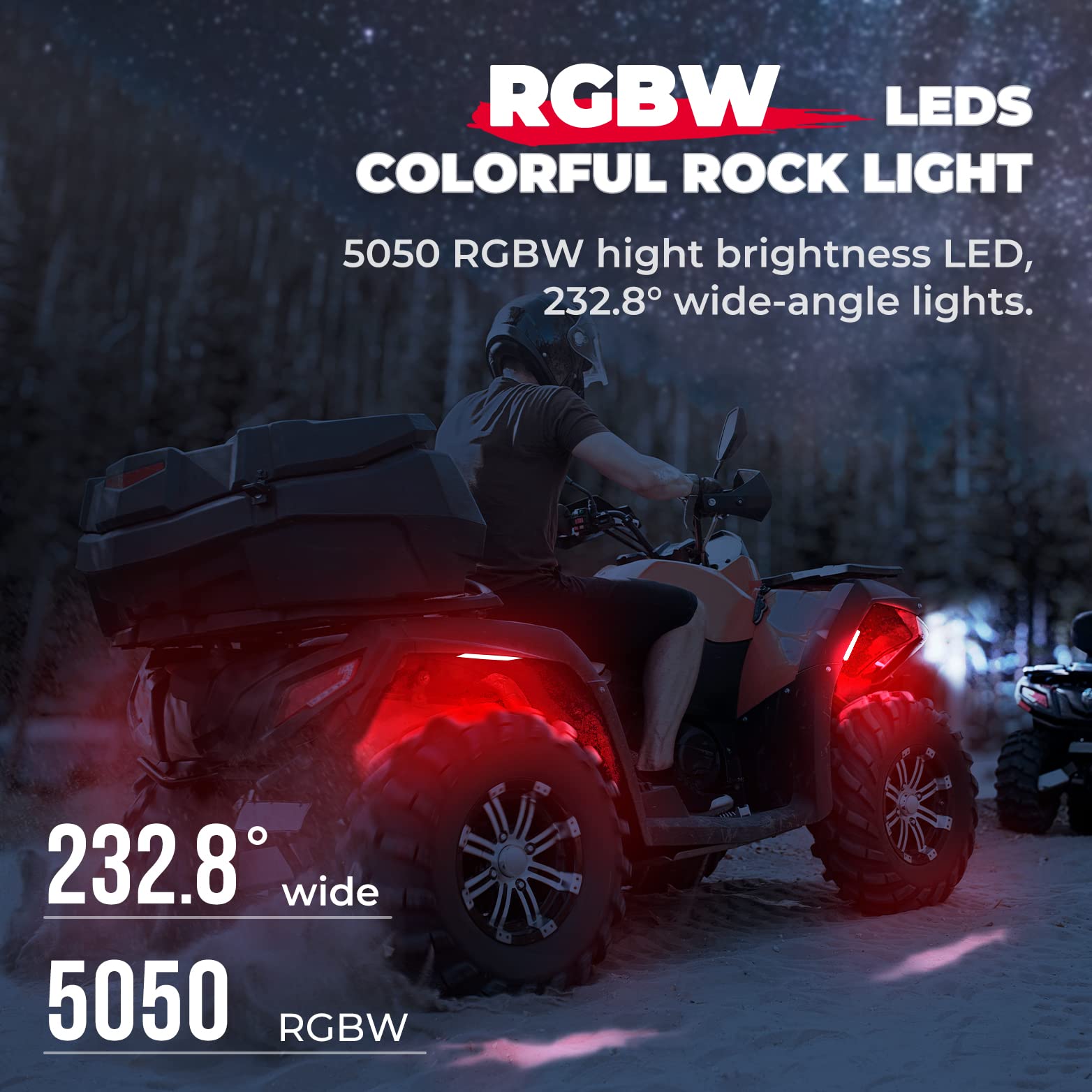 Kemimoto 3FT COB Whip Lights & RGB Rock Kit for UTV