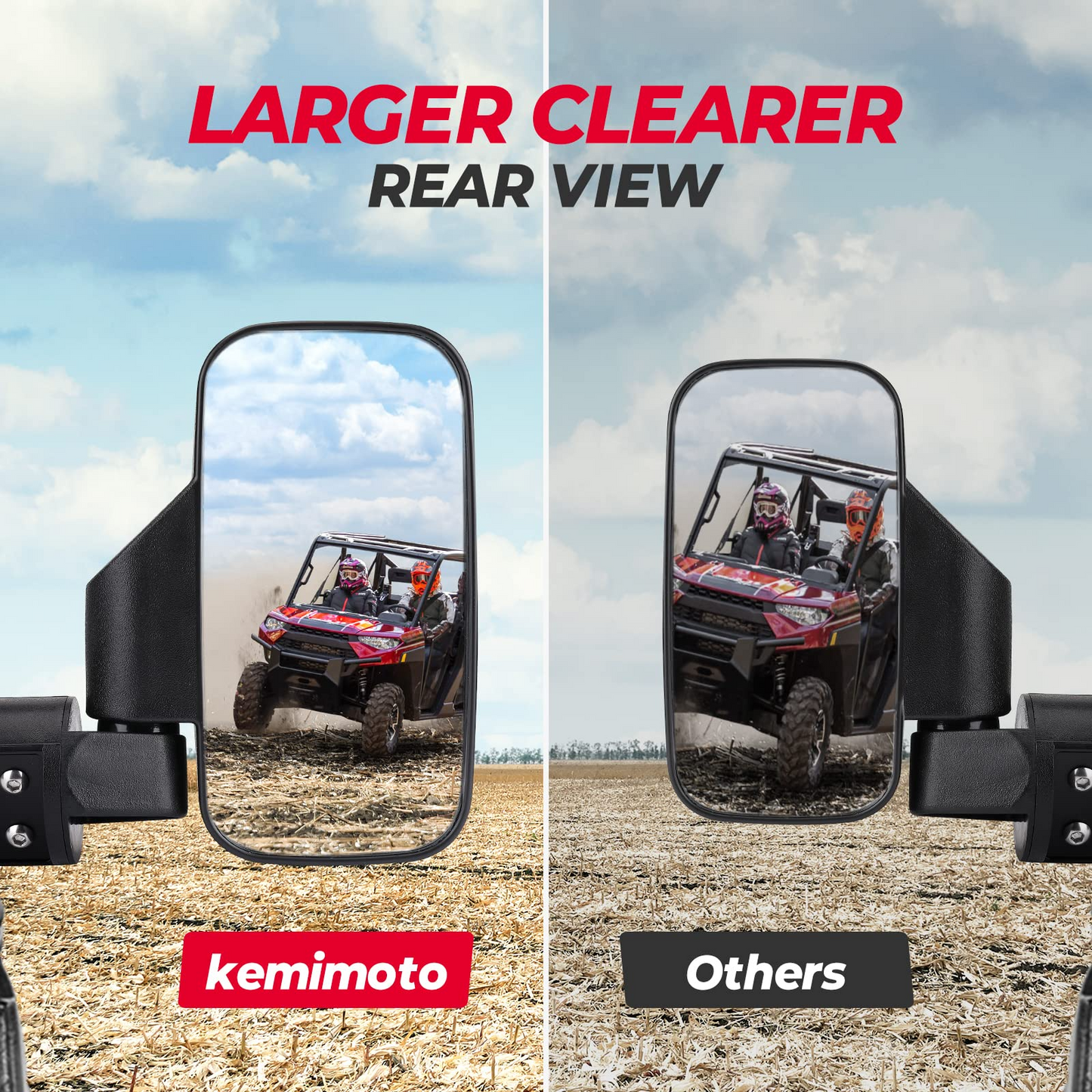 Kemimoto UTV Side Mirror High Impact Adjustable 4.7" x 7"