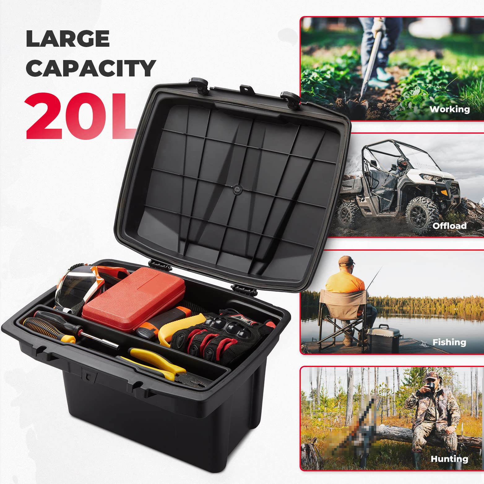 20L Cargo Storage Box & Center Underseat Storage Bin for Can Am Defender