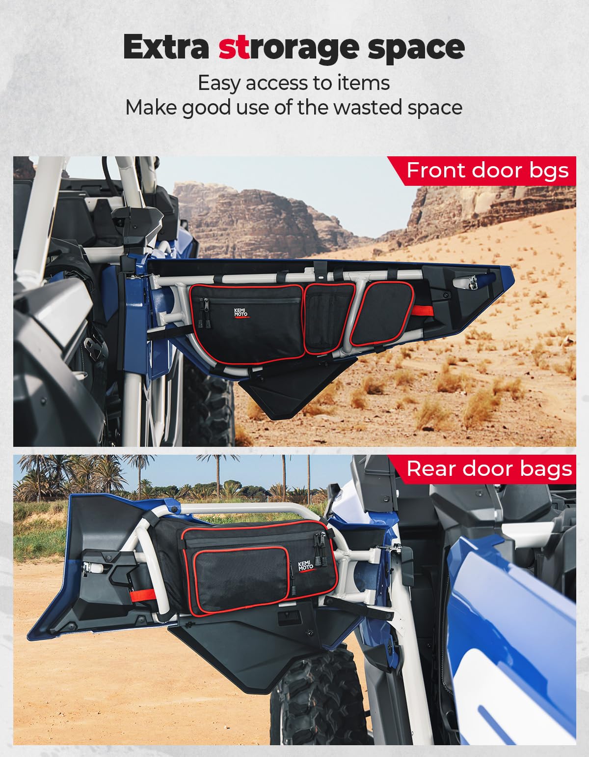 Front and Rear Door Bags for Can‑Am Maverick X3 Max – Red