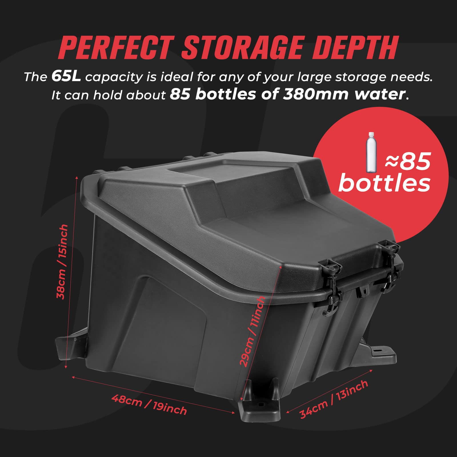 Kemimoto Waterproof Cargo Box 65L for Polaris RZR XP 1000/4