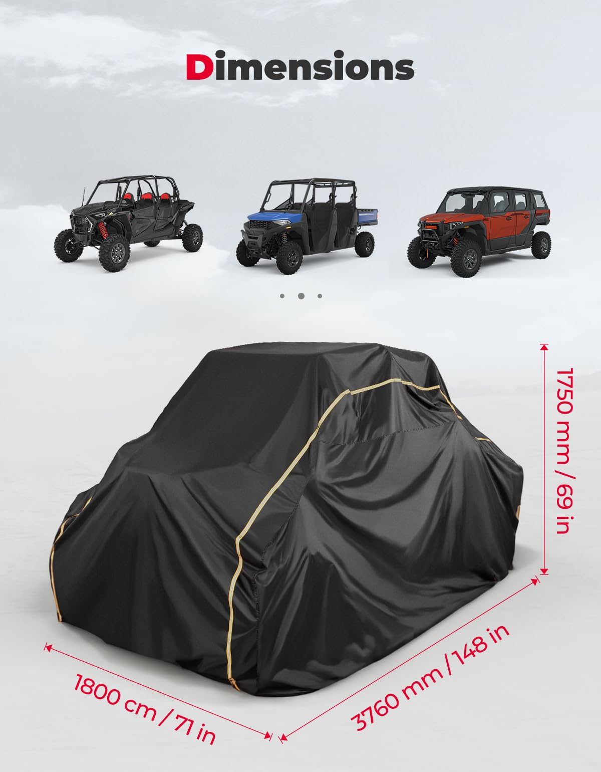 Kemimoto 4‑Seater UTV Cover for Polaris RZR/Ranger ZForce 950 Sport