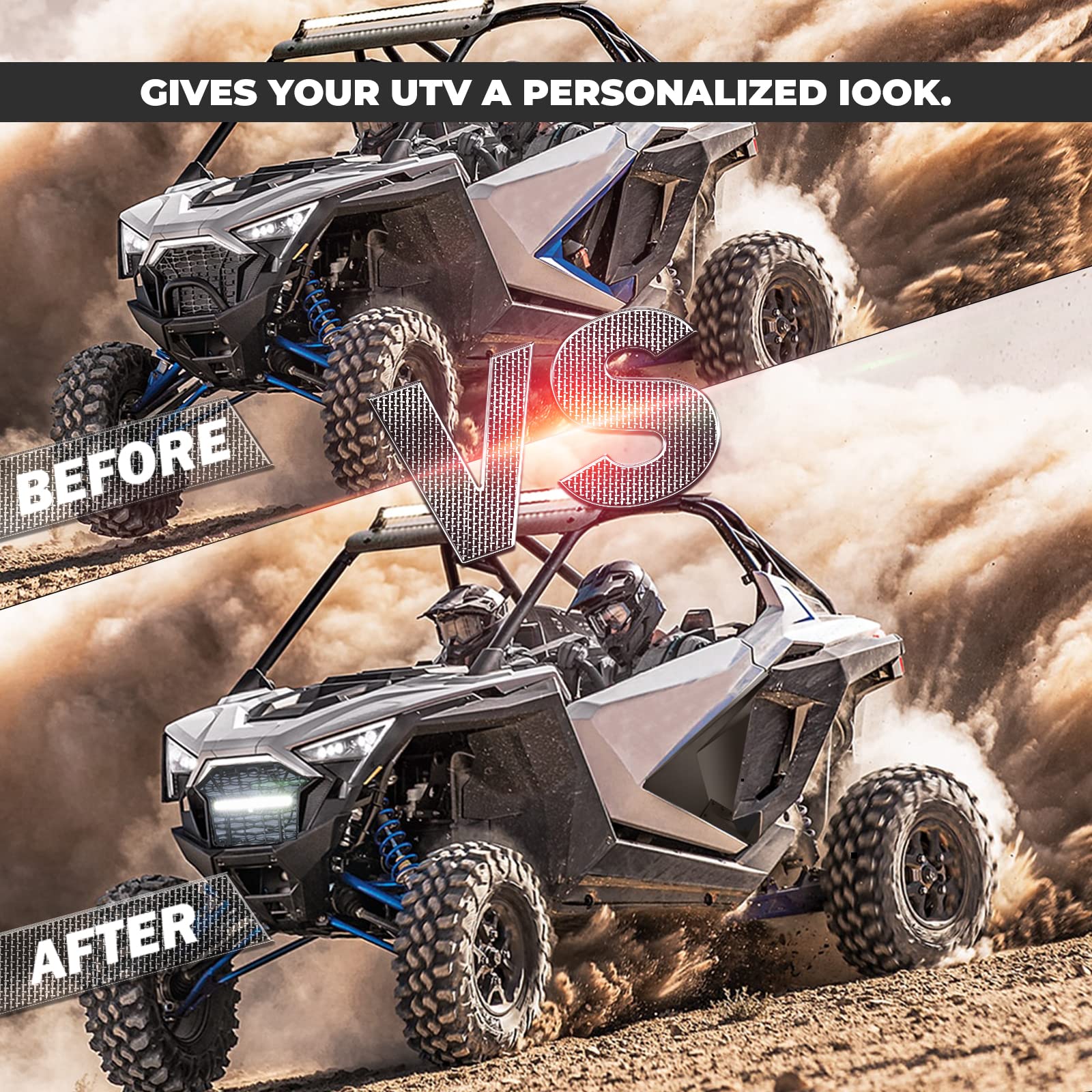Kemimoto LED Mesh Grill for Polaris RZR PRO XP Black