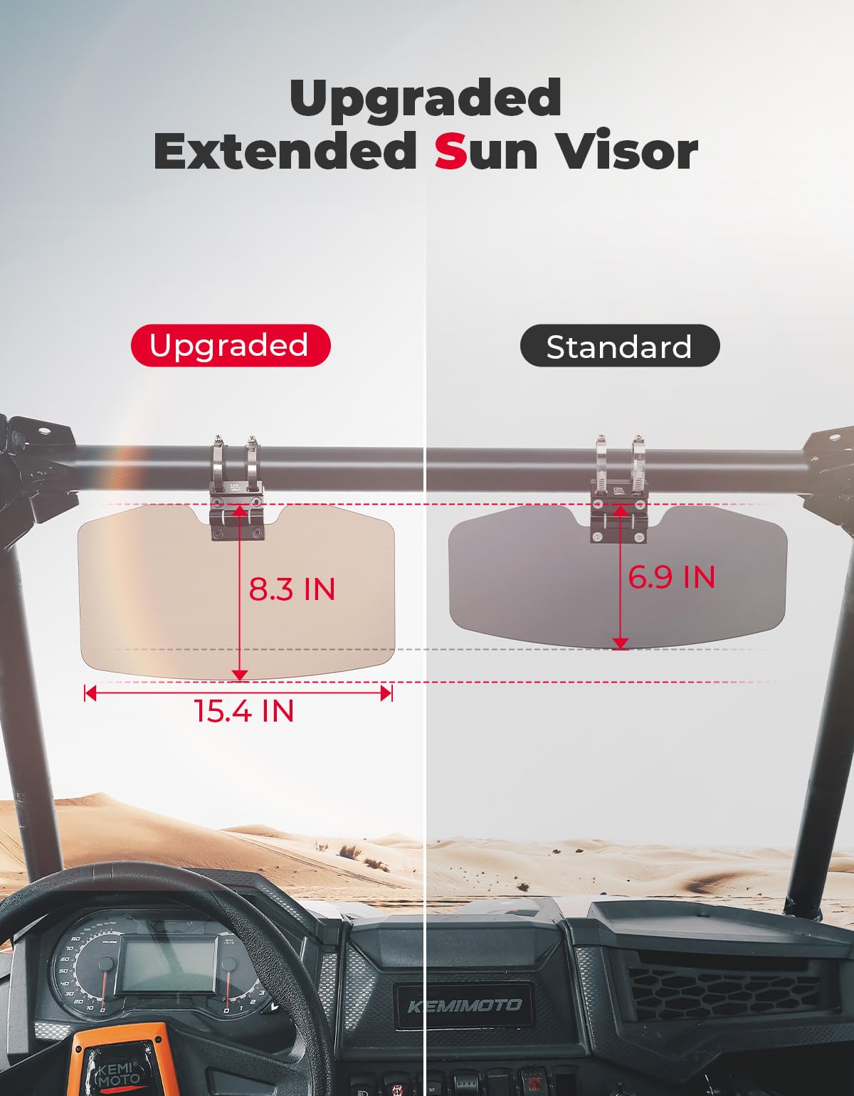 Kemimoto Oversized UTV Sun Visor Mirror 1 pcs