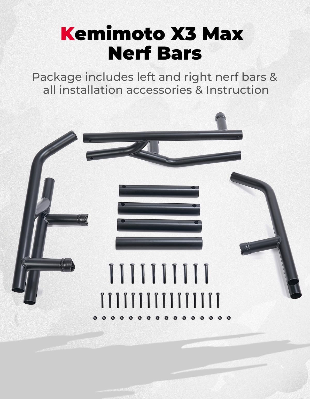 Kemimoto Heavy-Duty Steel Nerf Bars for Can‑Am Maverick X3 MAX
