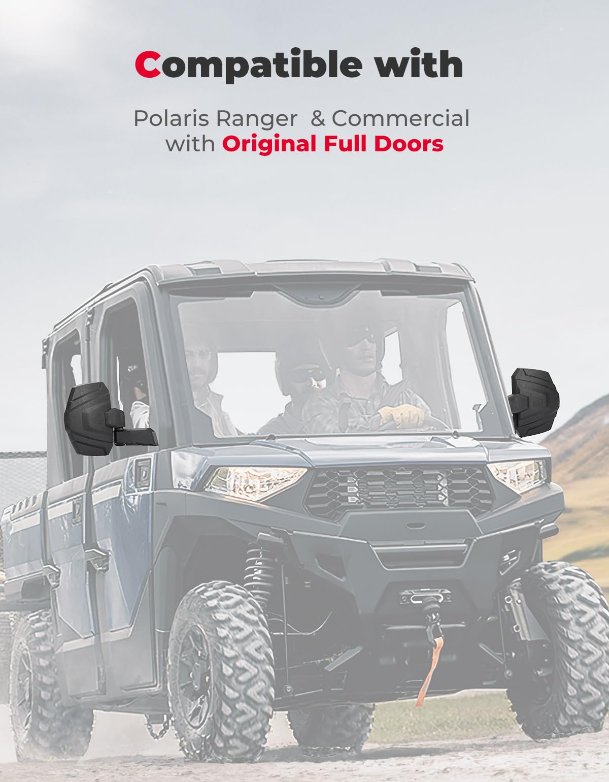 Kemimoto Upgraded Side Mirrors for Ranger 1000/570 Commercial Pro