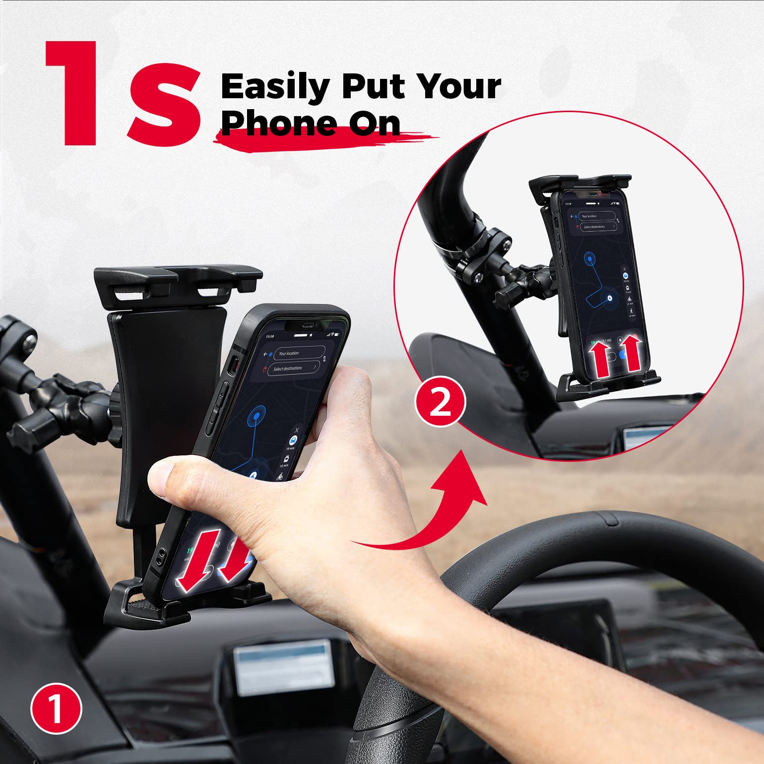 Kemimoto Universal Phone Holder for Roll Bar