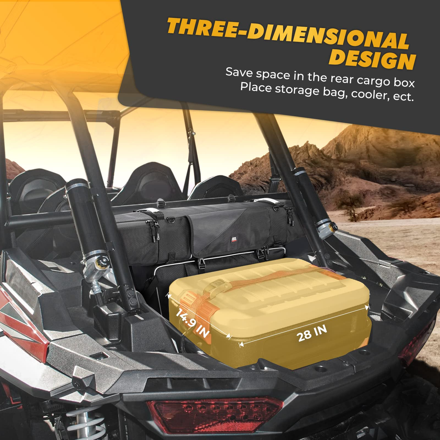 Kemimoto 1680D Rear Cargo Bag for Polaris RZR Waterproof 30L