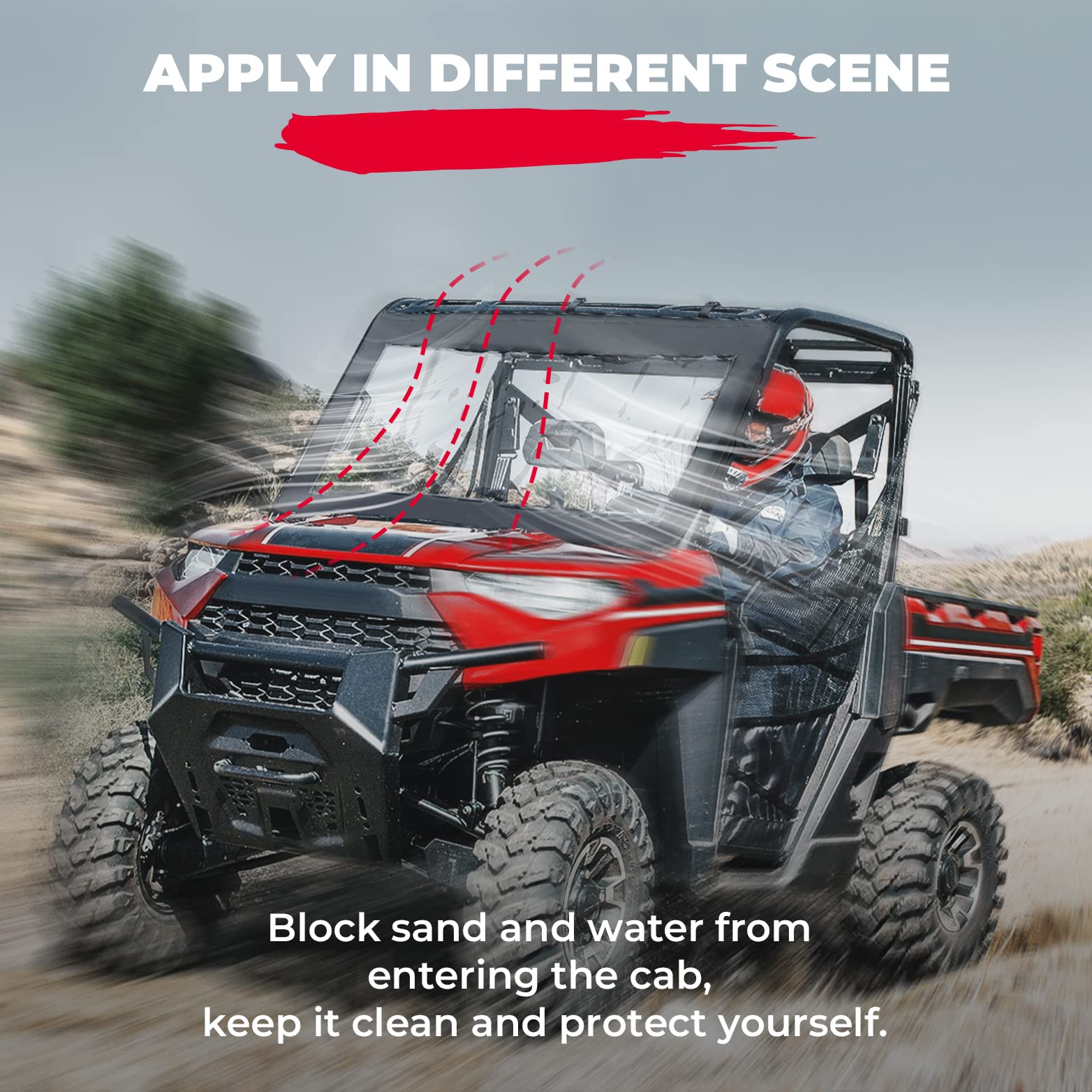Soft Front Windshield, PVC Waterproof Panel for Ranger XP 1000 / Crew 2017-2024