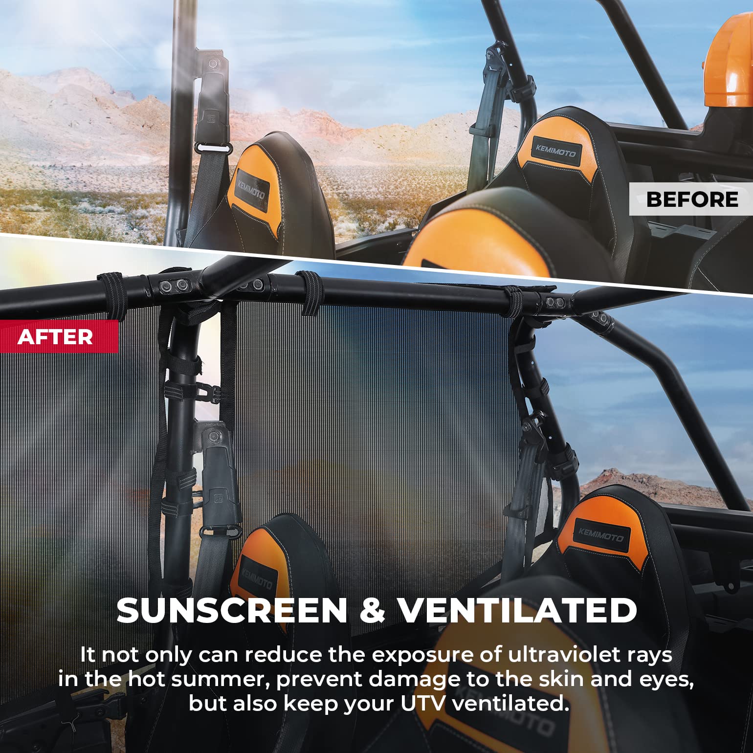 PVC Mesh Window Nets Door Nets for Polaris RZR XP 1000 4 Door 2014-2023