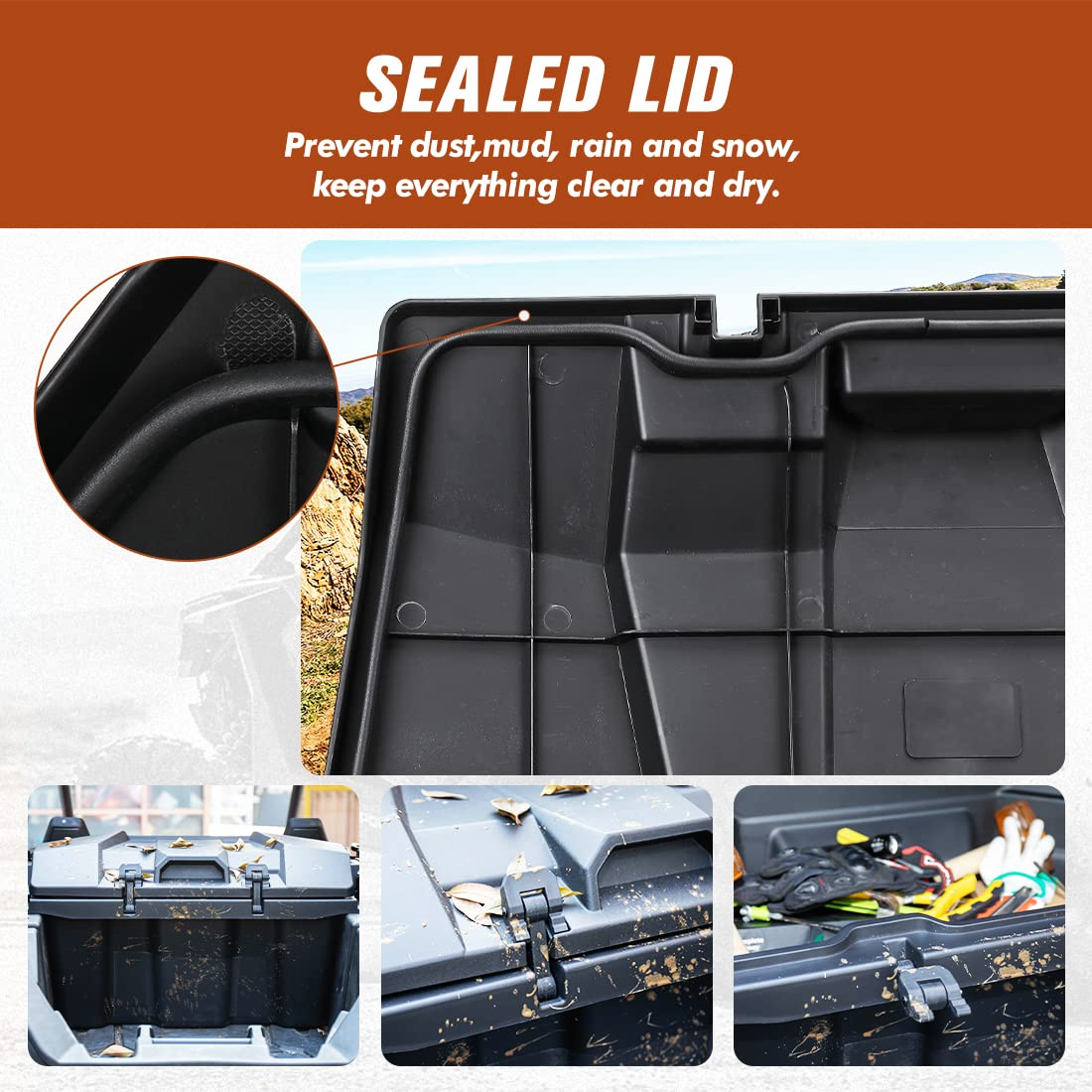 Kemimoto 73 QT Rear Storage Box Weather‑Resistant for Polaris RZR