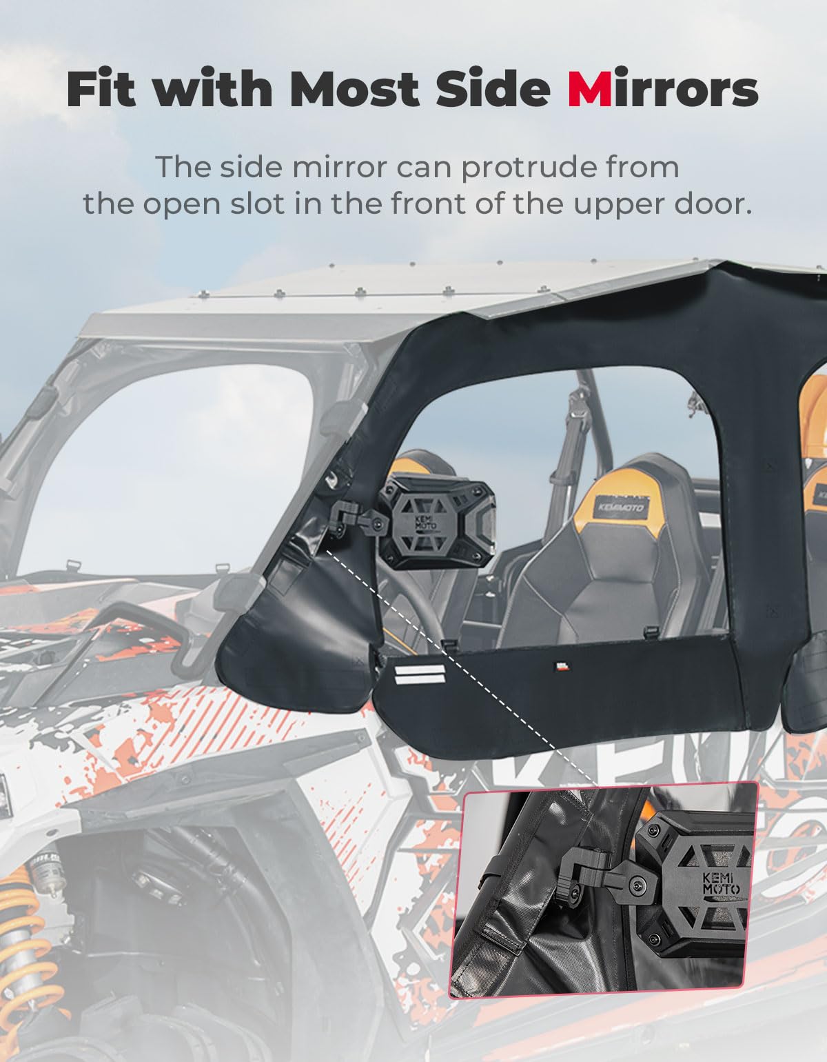 Kemimoto Soft Upper Door Enclosure for Polaris RZR XP4 1000