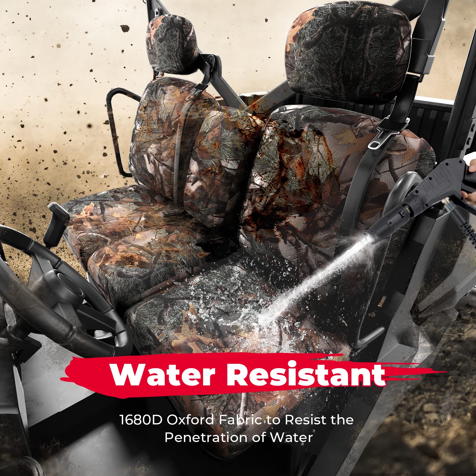 Kemimoto Camouflage UTV Seat Cover for Can-Am Defender