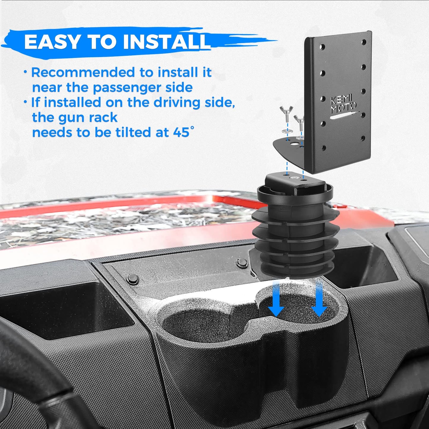 Kemimoto UTV Rifle Gun Holder for Polaris Ranger & General
