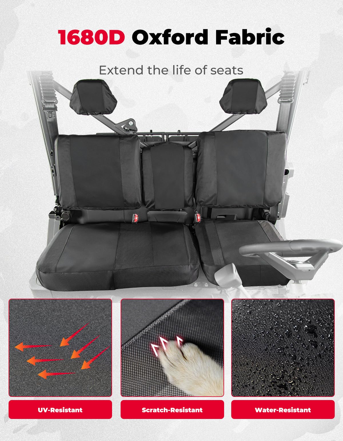 Kemimoto Seat Covers Water‑Resistant Oxford for CFMOTO UForce 1000/XL