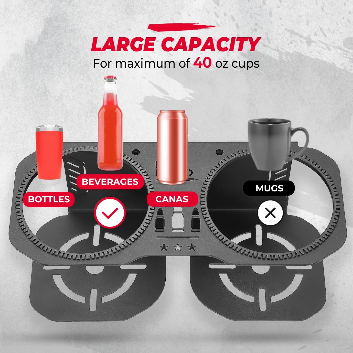Kemimoto Upgrade Stable Cup Holder for Polaris RZR XP