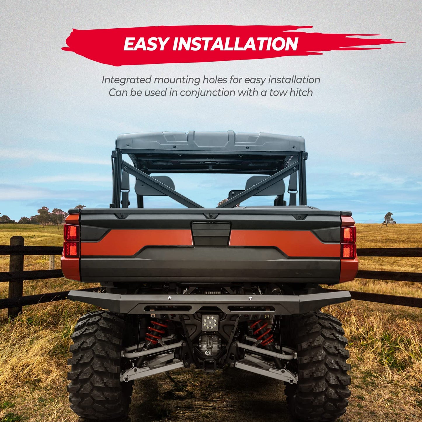 KEMIMOTO Rear Brushguard Bumper Polaris Ranger XP 1000 Crew 2018-2024