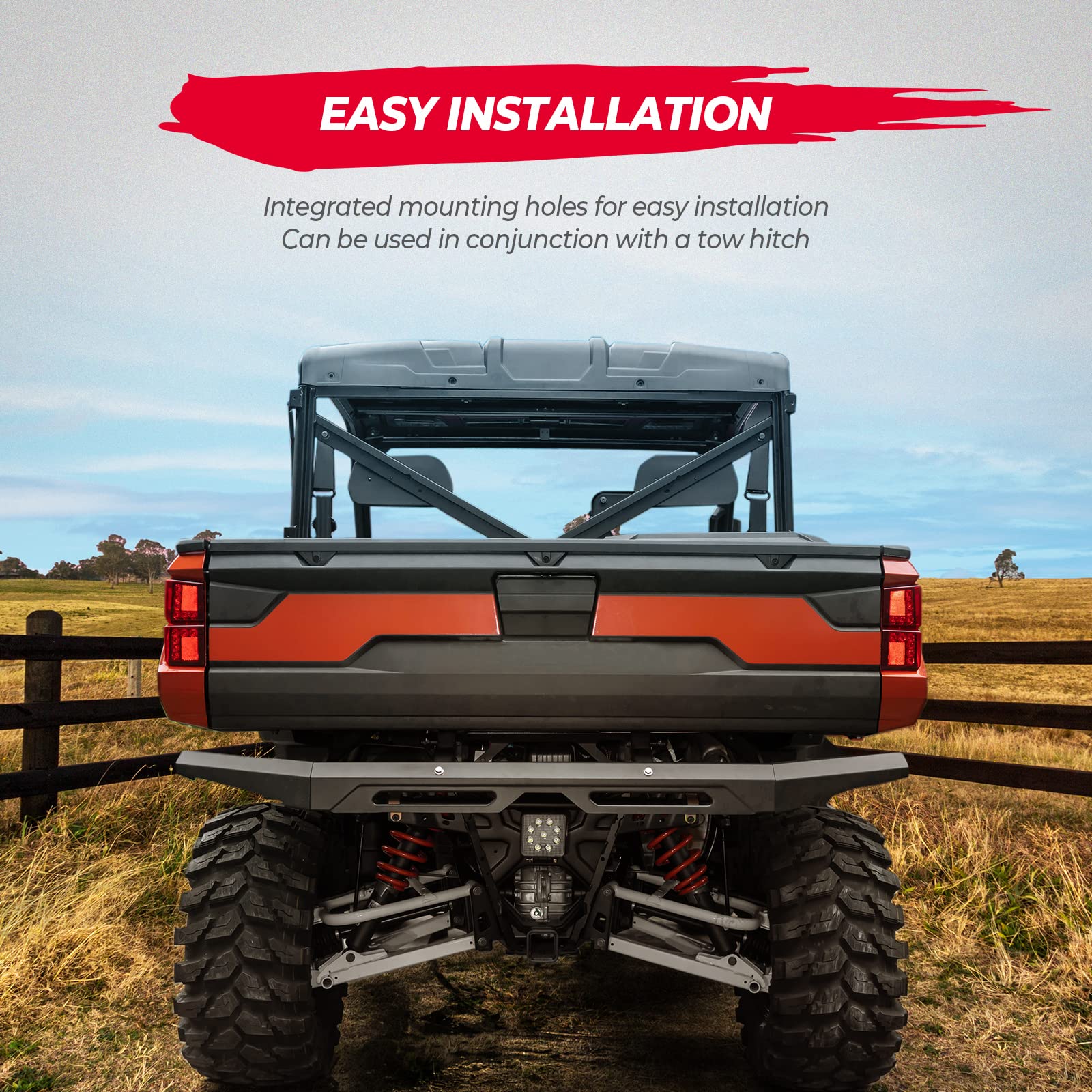 KEMIMOTO Rear Brushguard Bumper Polaris Ranger XP 1000 Crew 2018-2024