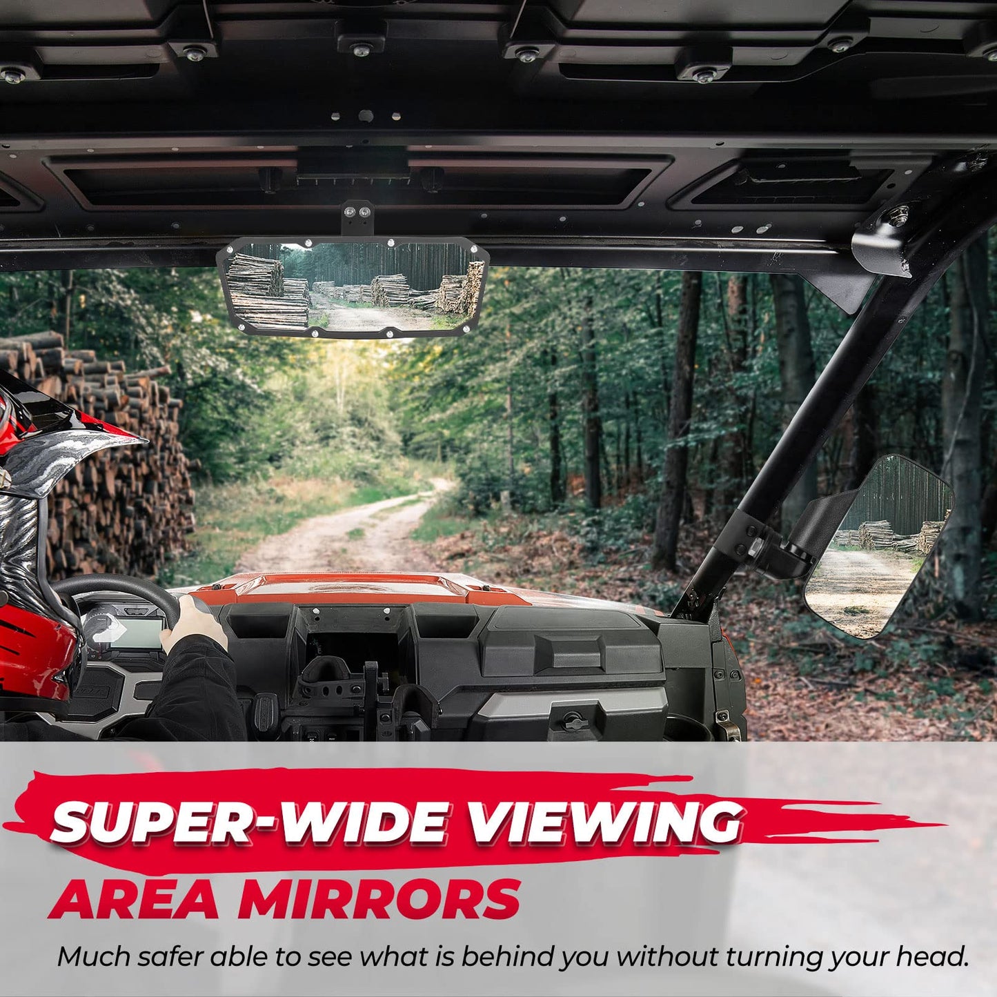Kemimoto UTV Mirror Set ABS for Polaris Ranger 500-1000