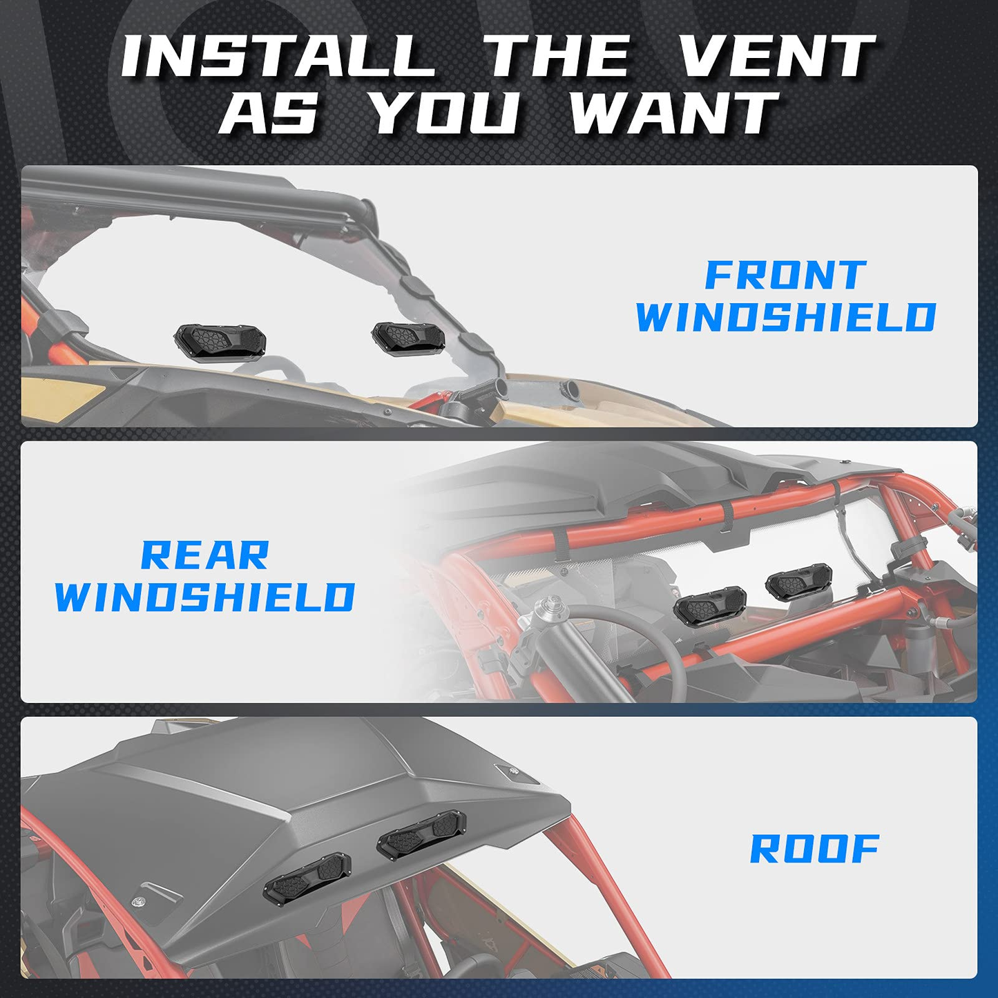 UTV Windshield Vent Kit for Polycarbonate Windshield