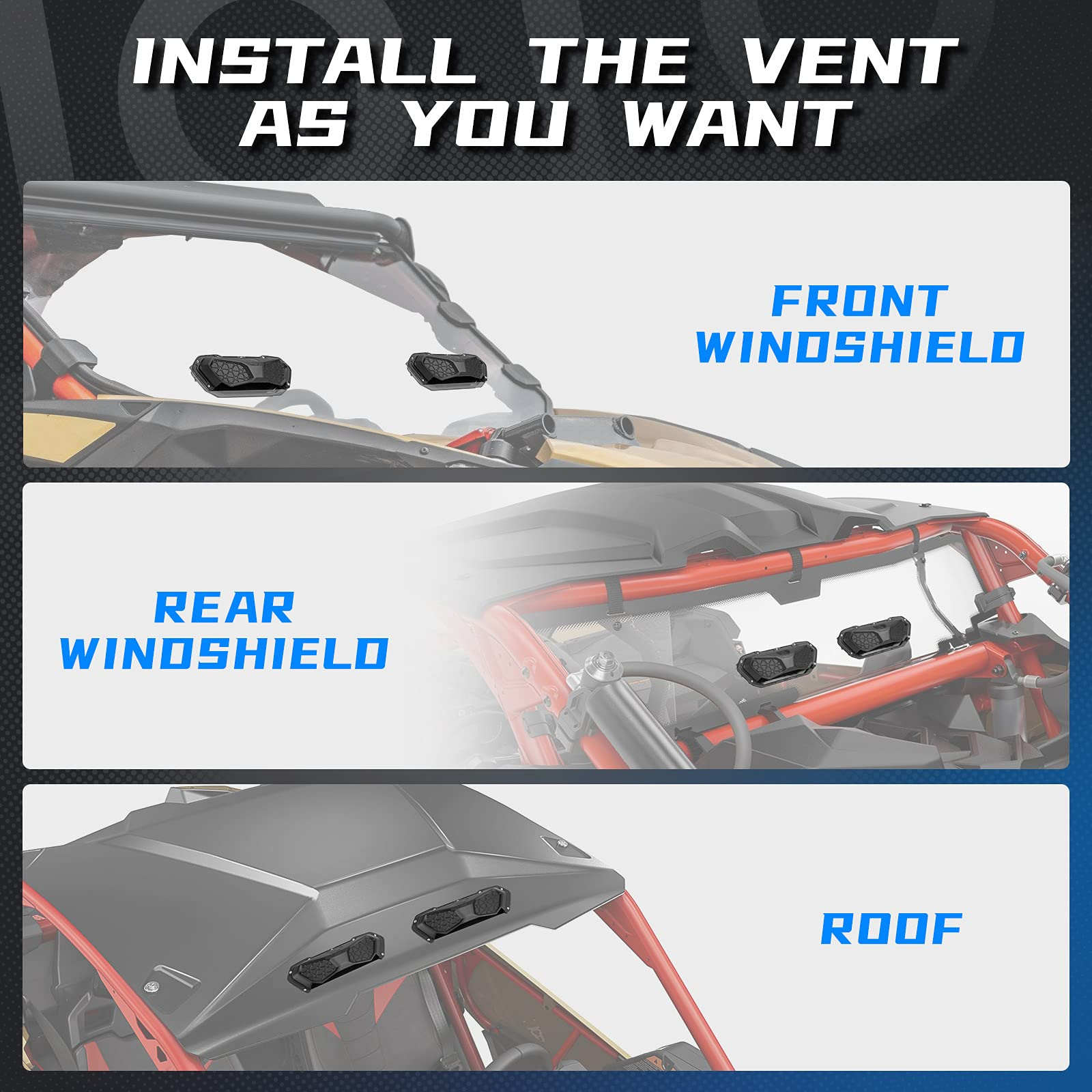 UTV Windshield Vent Kit for Polycarbonate Windshield