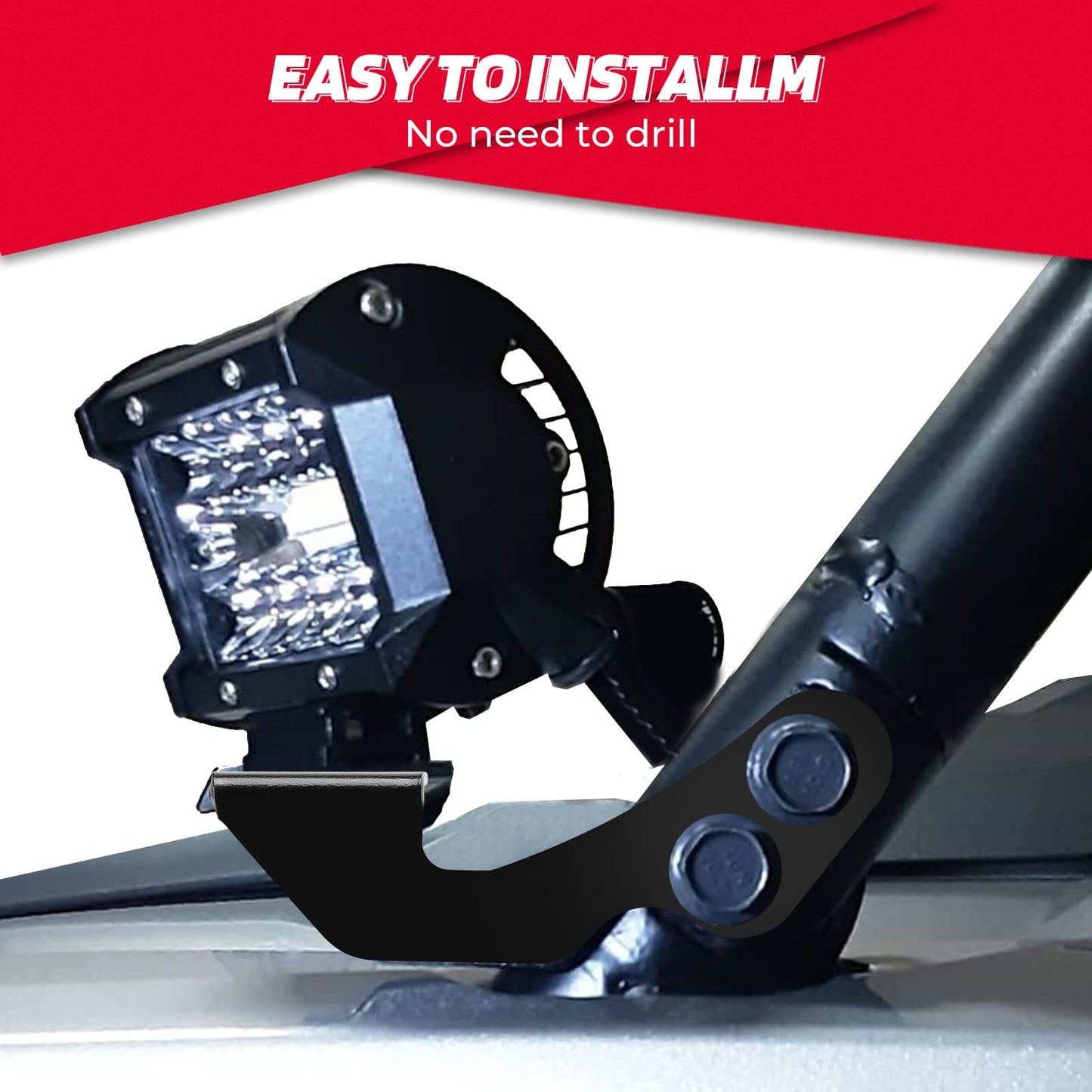 Kemimoto LED Light Mount A-Pillar Bracket for Polaris RZR 2-Pack