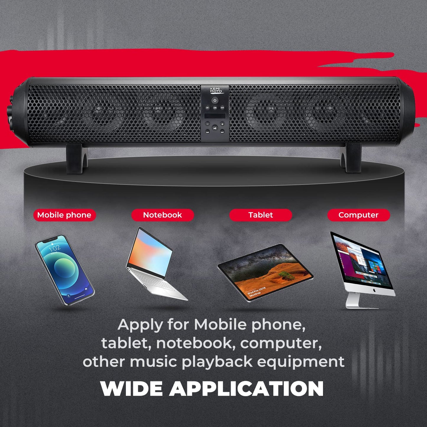 6 Speaker 28" UTV Bluetooth Sound Bar for Can Am Maverick/X3/ Trail/ Defender/ Commander