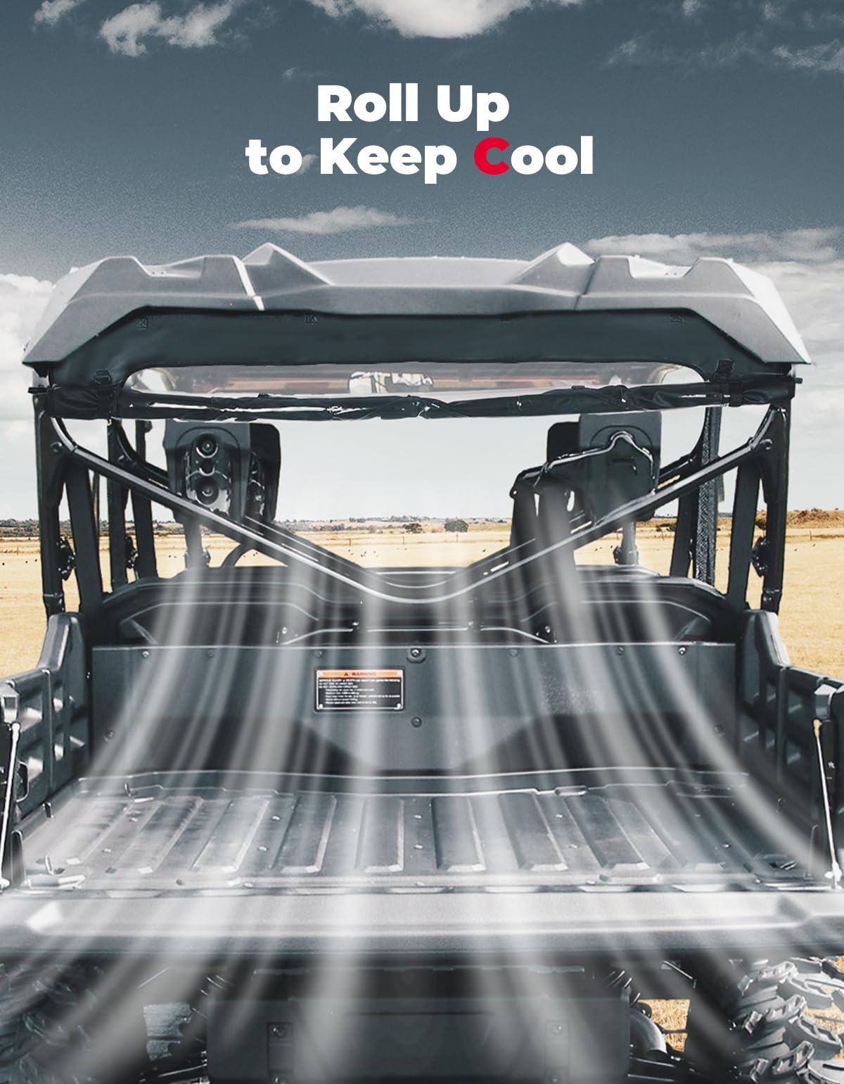 Kemimoto UTV Roll Up/Down Soft Rear Window for Honda Pioneer 1000-6