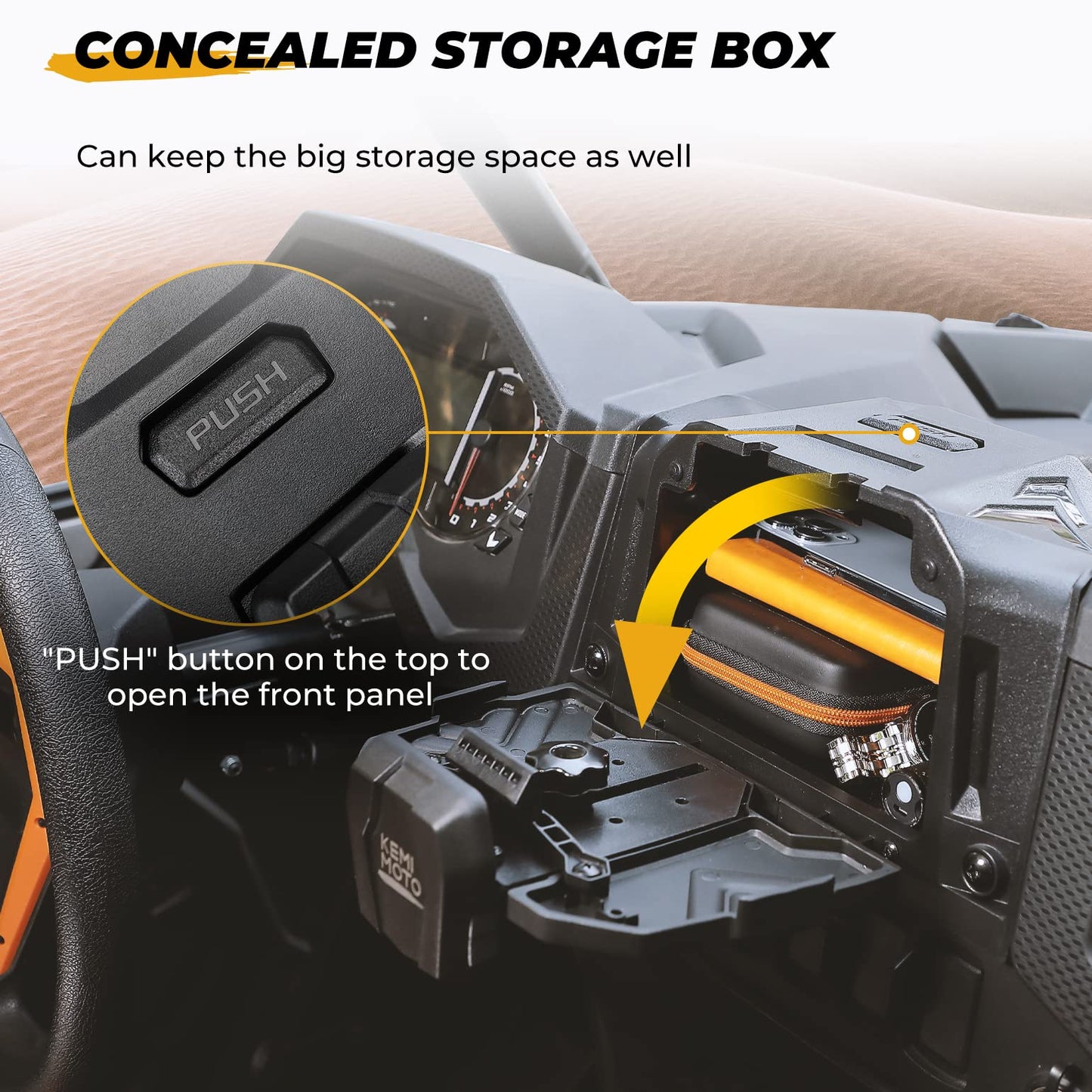 Kemimoto Tablet Mount Storage Box for Polaris RZR XP 1000