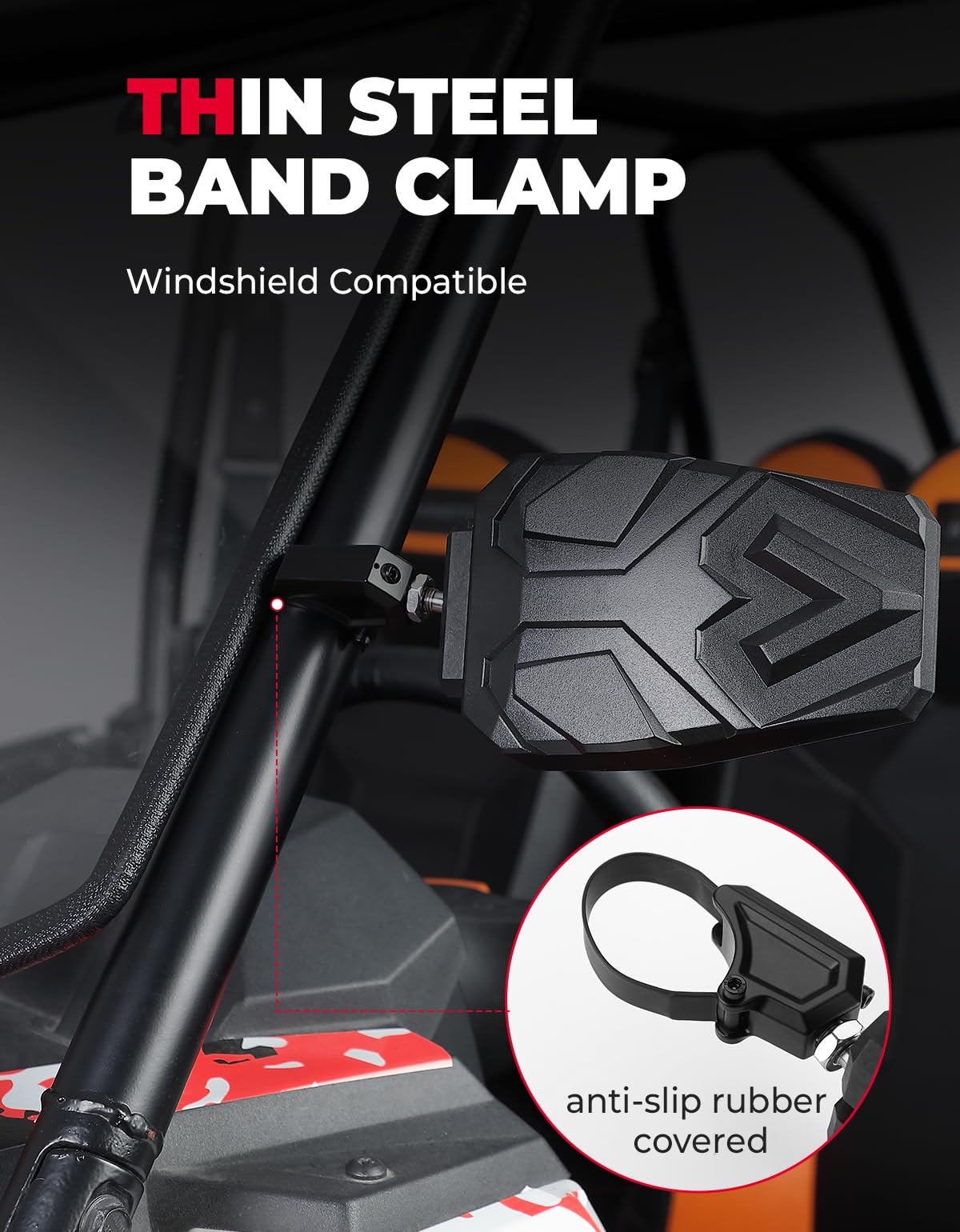 Kemimoto UTV Universal Side View Mirrors 1.5-1.875in Polaris