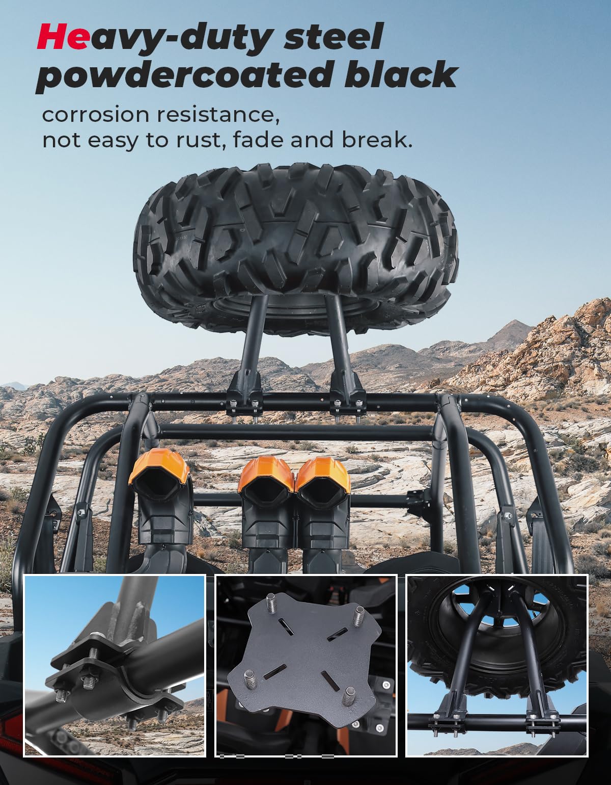 Kemimoto Spare Tire Carrier for Polaris RZR & Kawasaki Mule
