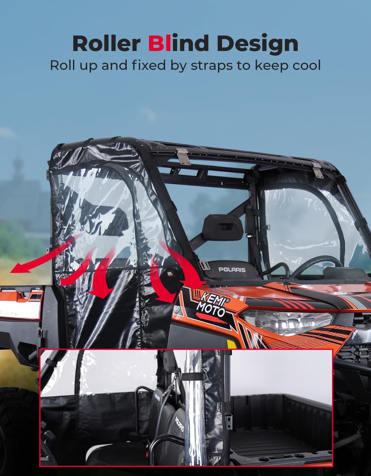 UTV Cab Enclosure Upper Doors for Ranger XP 1000 (2017-2025)