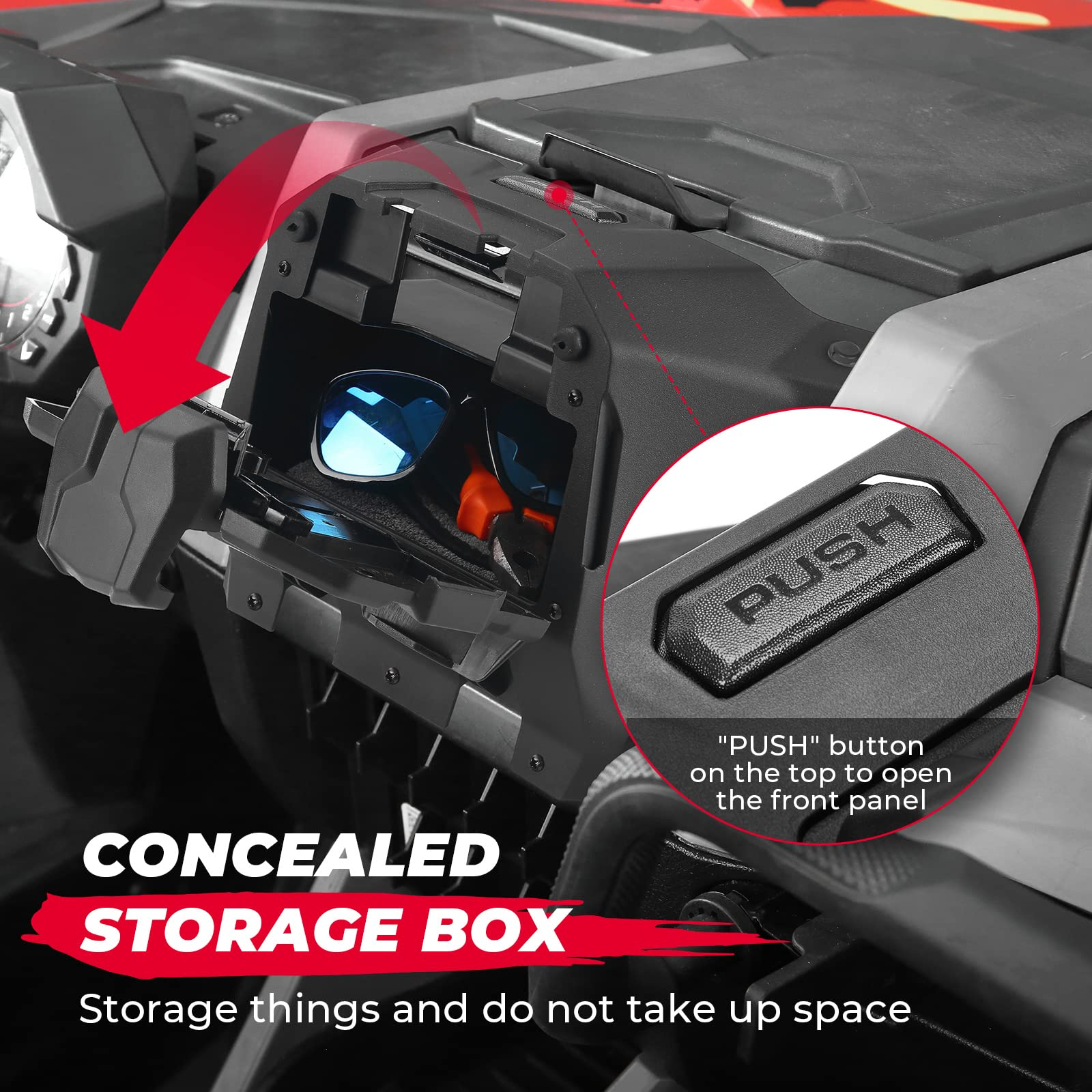 Kemimoto Tablet Holder with Storage Box for Polaris RZR
