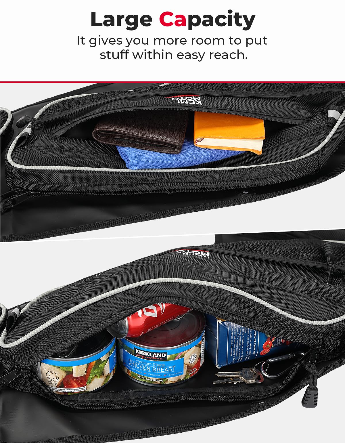 Kemimoto Front Door Bags With Knee Pads For Polaris RZR