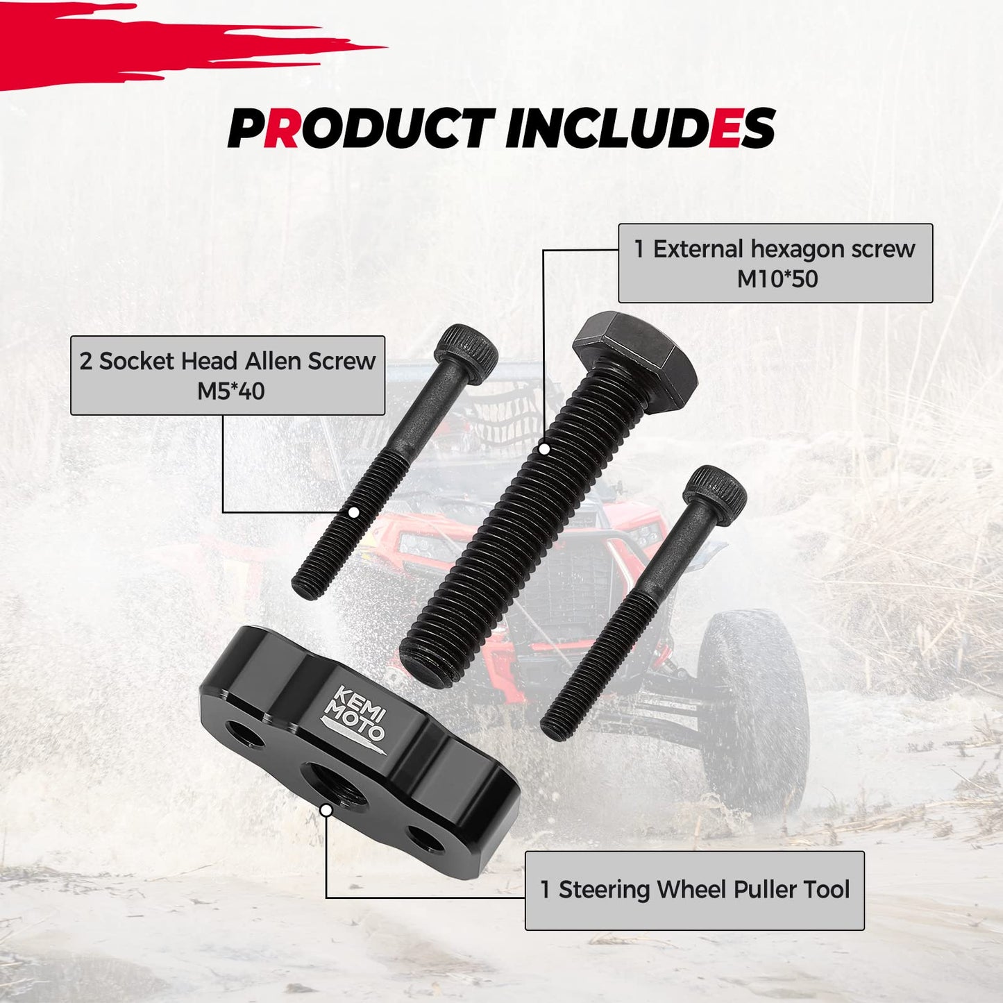 Kemimoto Aluminum Steering Wheel Removal Tool for Polaris RZR XP1000